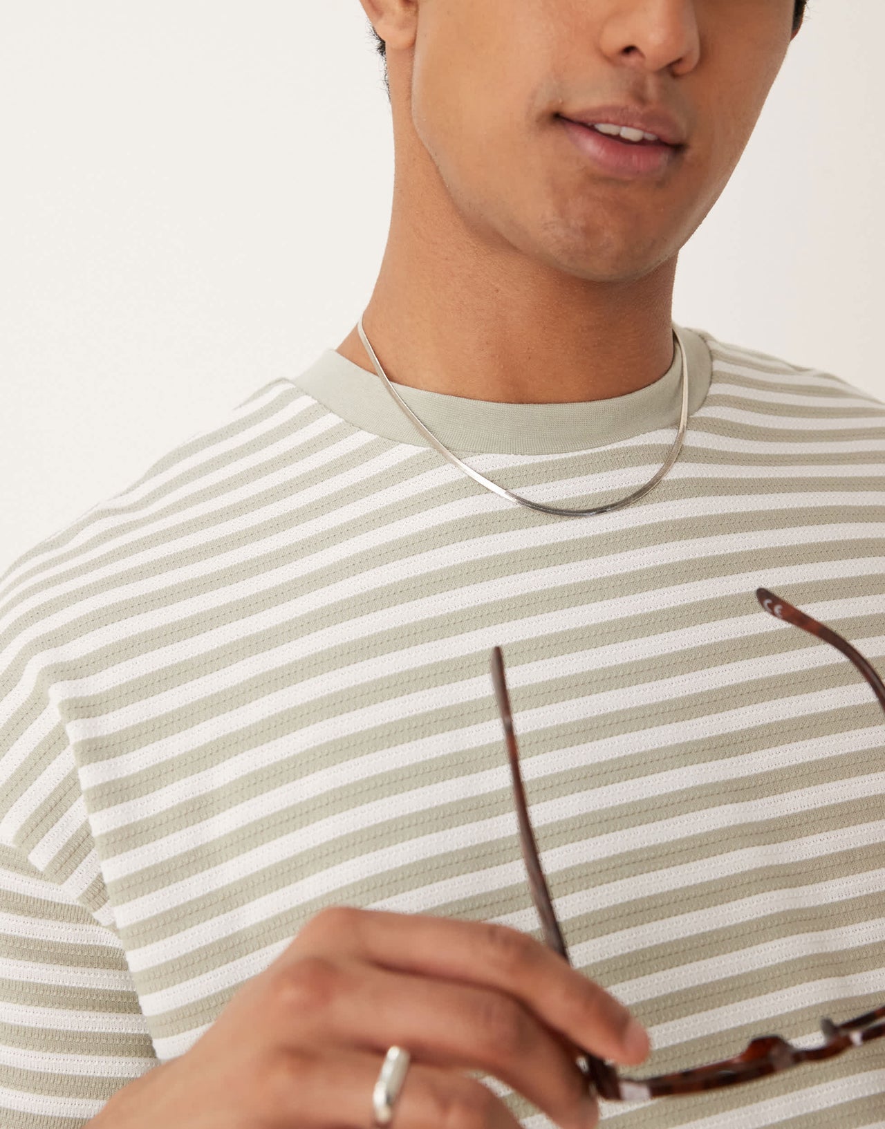 ASOS DESIGN boxy oversized t-shirt in grey textured stripe
