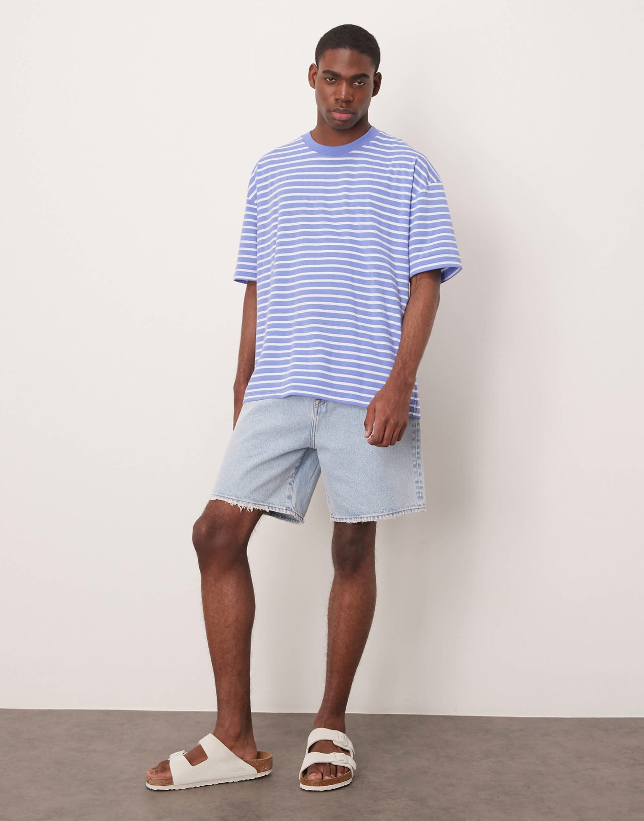 ASOS DESIGN oversized t-shirt in blue and white stripe