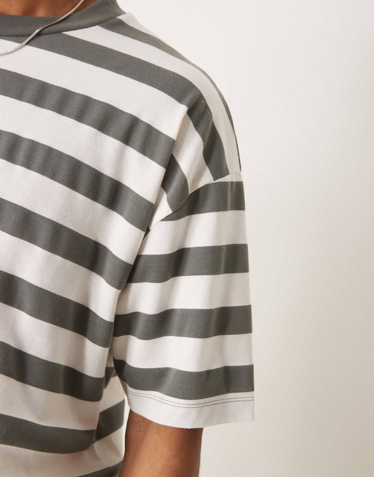ASOS DESIGN oversized t-shirt in khaki and white stripe