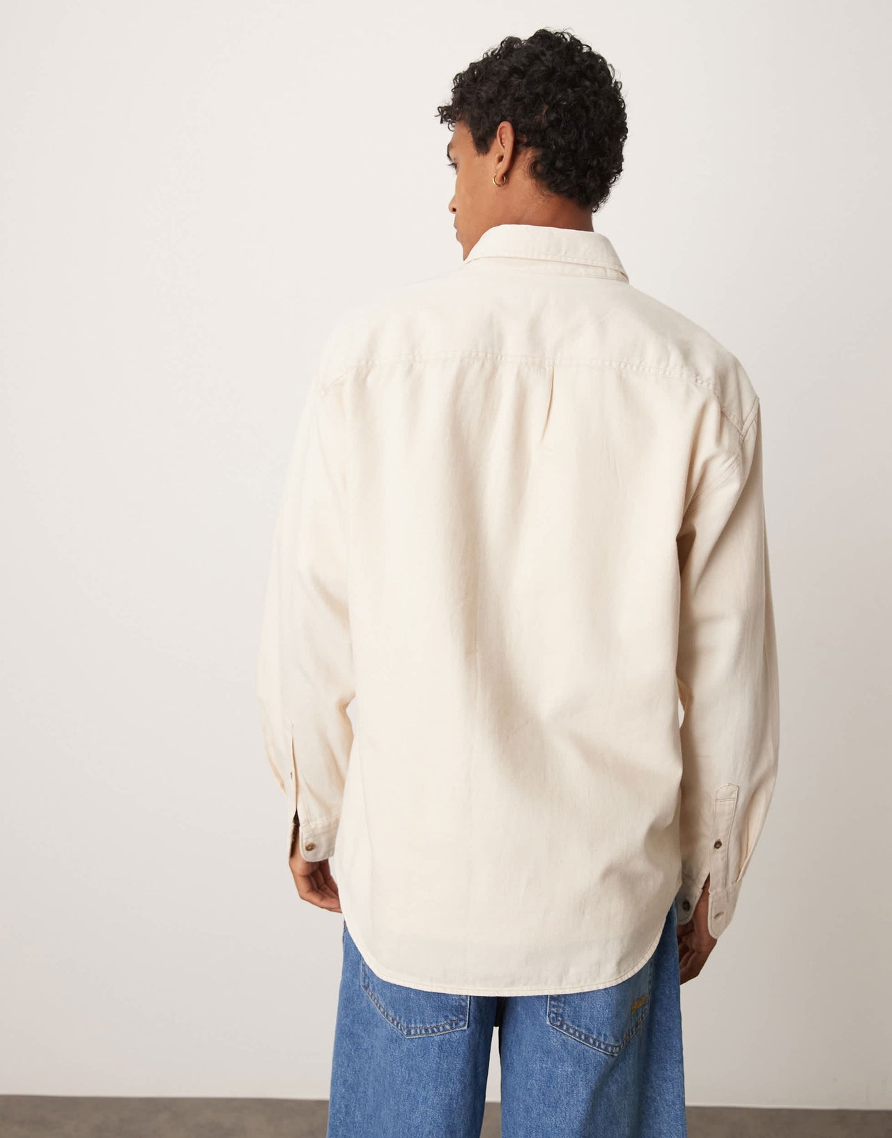 Abercrombie & Fitch long sleeve denim shirt in cream