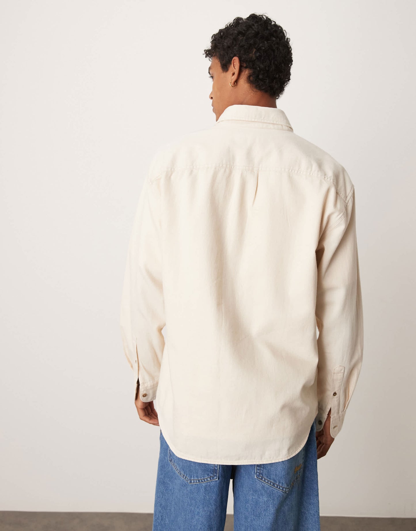 Abercrombie & Fitch long sleeve denim shirt in cream