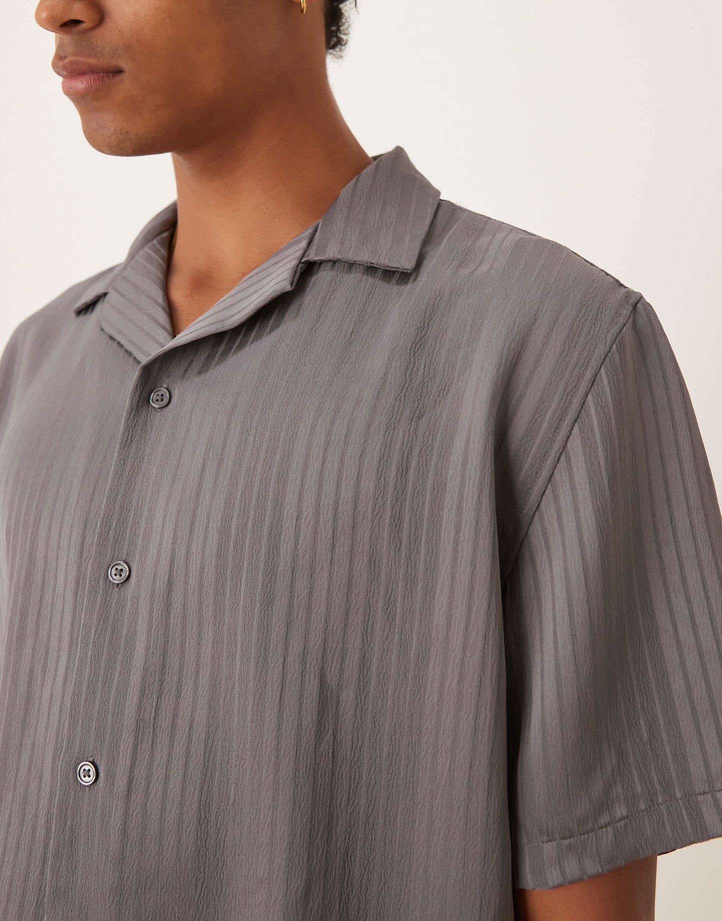Abercrombie & Fitch short sleeve brocade shirt in grey