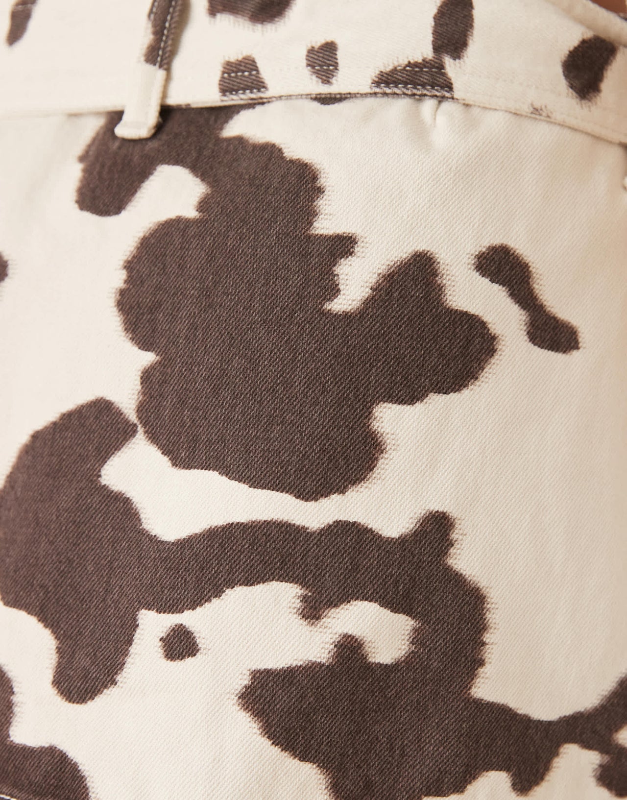 Abercrombie & Fitch belted denim mini skort in cow print