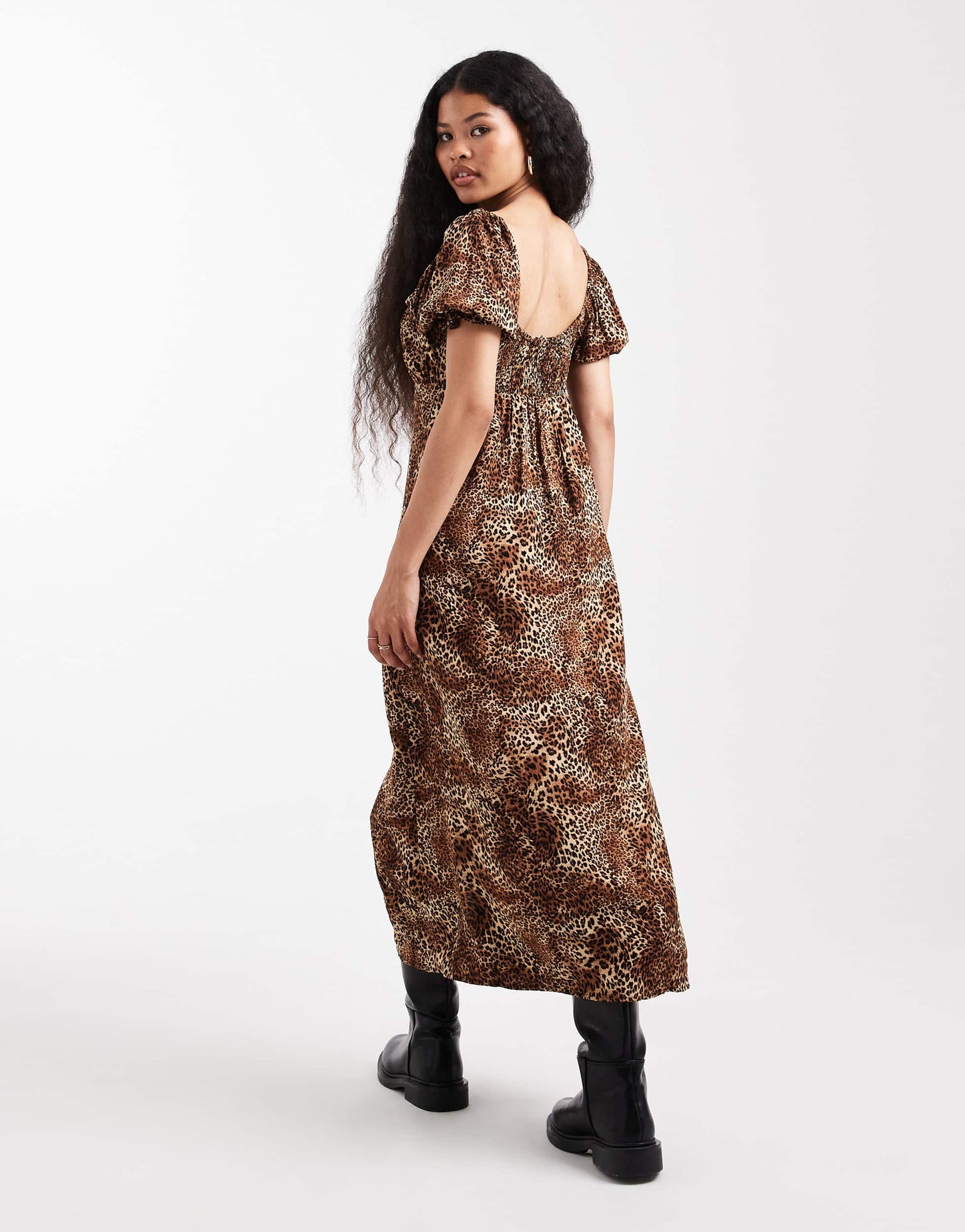 Miss Selfridge Petite spun midaxi dress in animal print