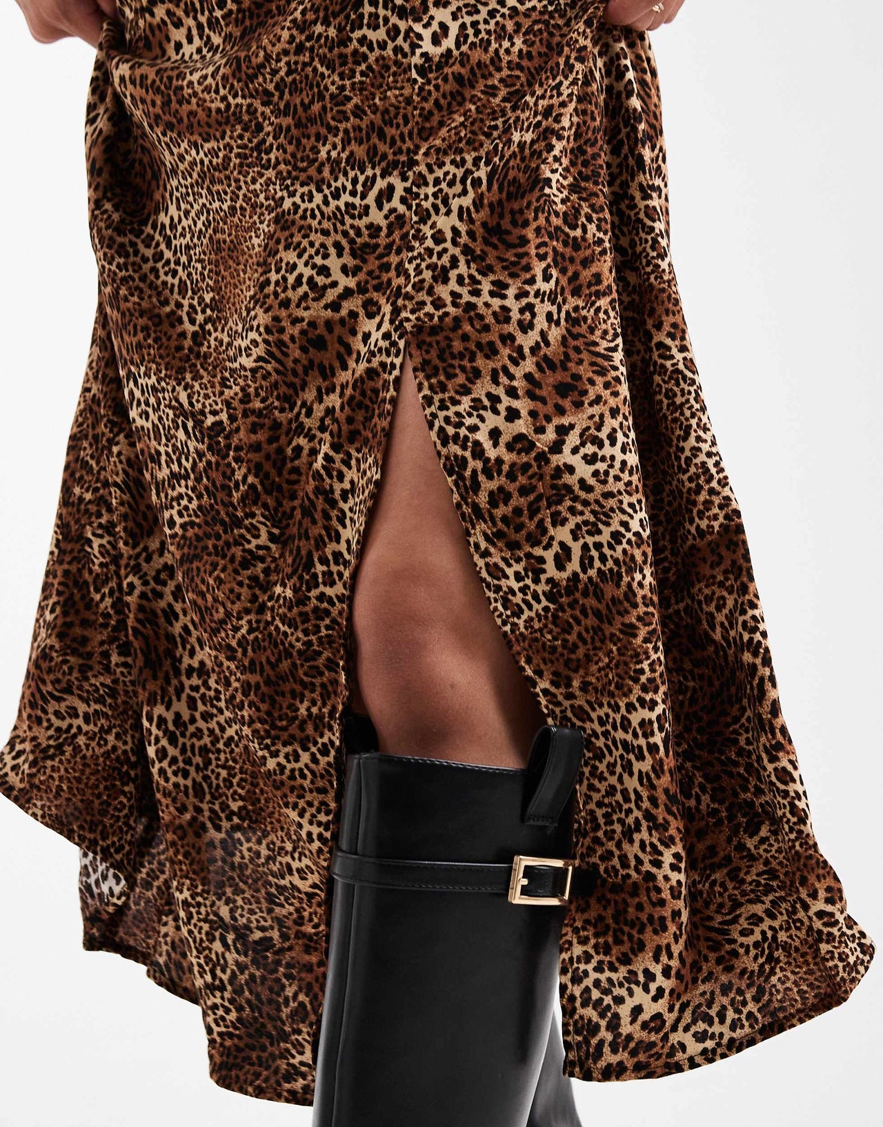 Miss Selfridge Petite spun midaxi dress in animal print