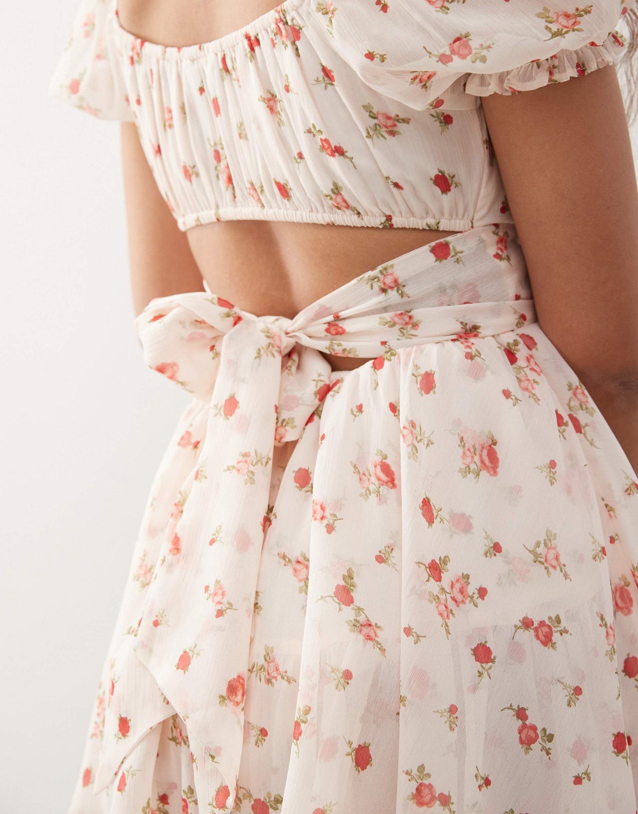 Miss Selfridge chiffon rara mini playsuit in pink rose print