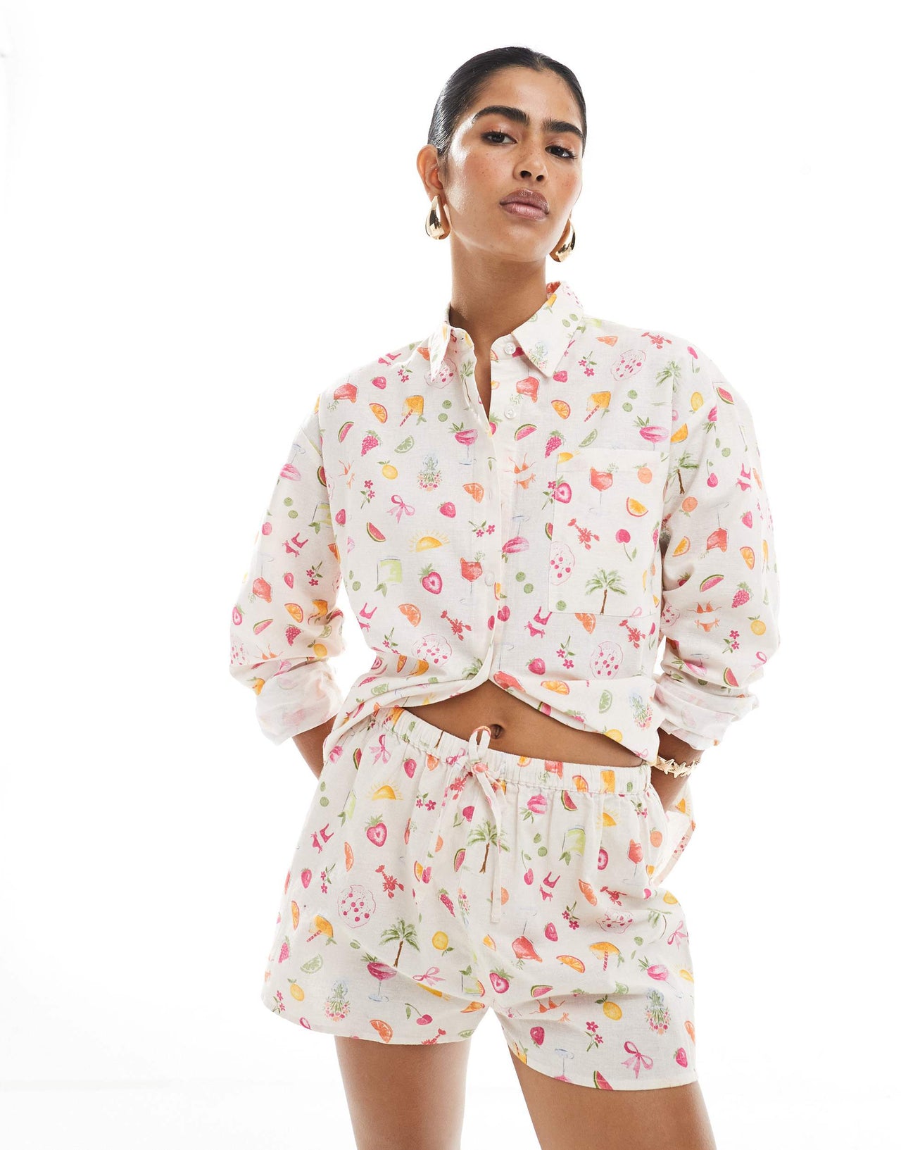 Miss Selfridge shorts in fruit print