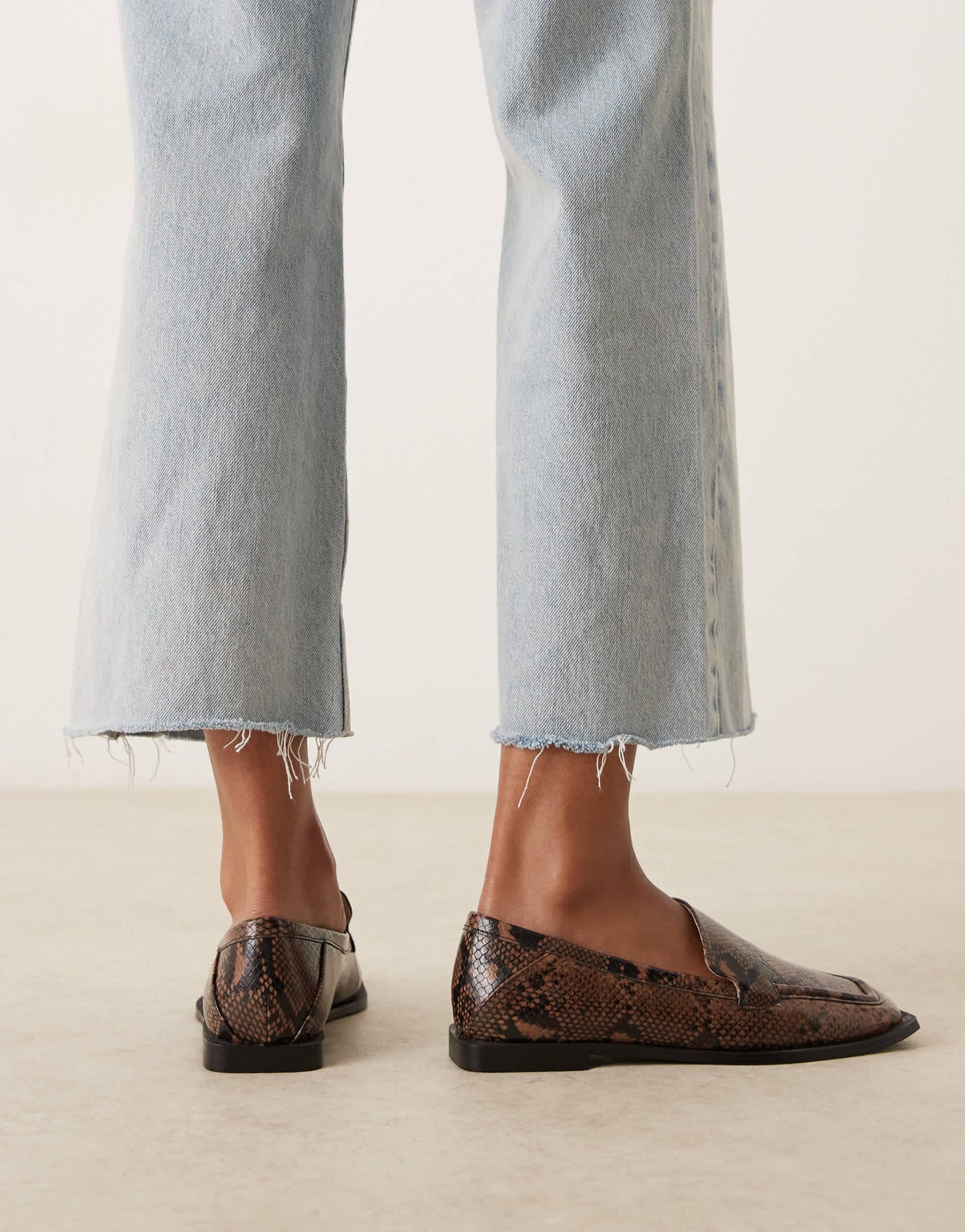 RAID Wide Fit Neely square toe loafers in brown snake