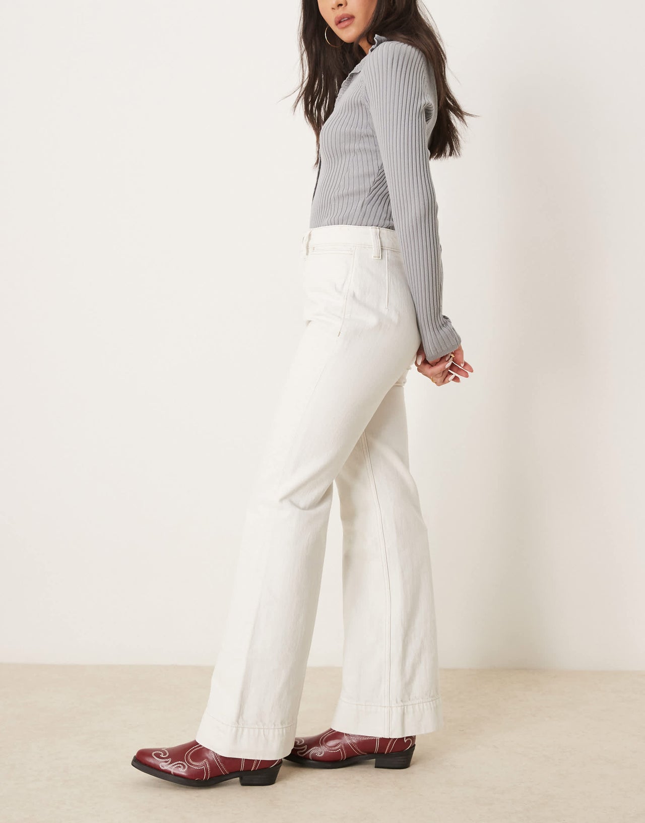 Free People cerine relaxed bootcut jeans in ecru