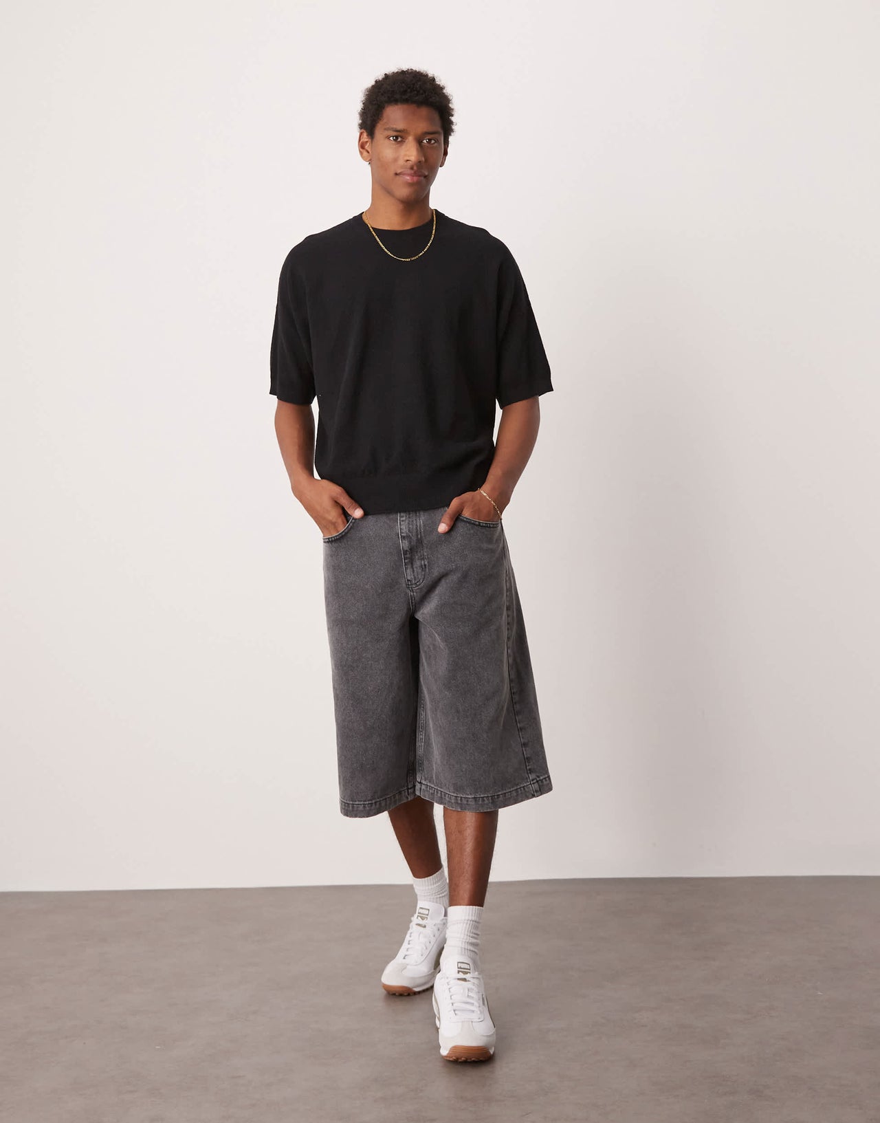 ASOS DESIGN oversized  fit knitted pique texture tshirt in black