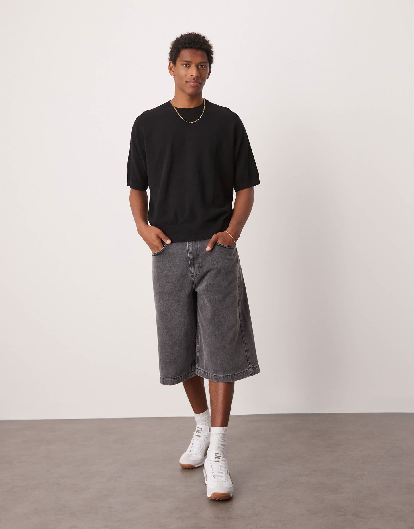 ASOS DESIGN oversized  fit knitted pique texture tshirt in black