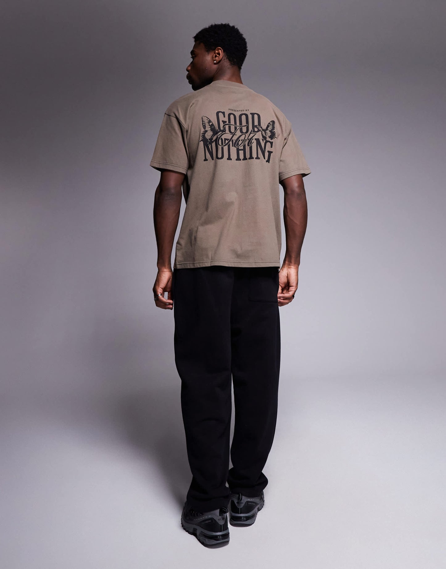 Good For Nothing t-shirt with back print in taupe