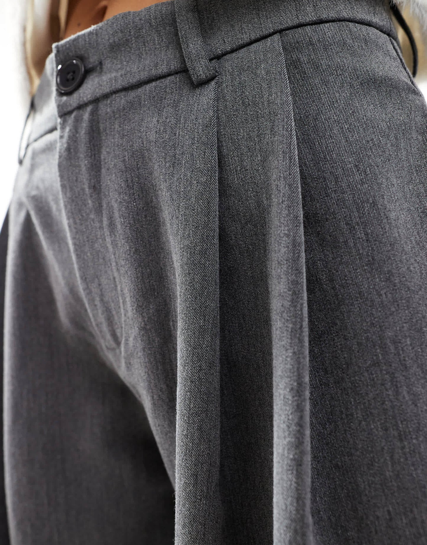 Stradivarius STR tailored pleated wide low waist trouser in grey
