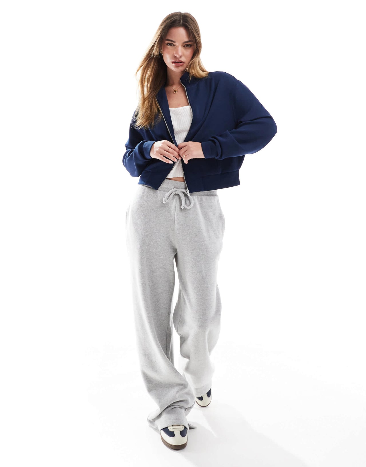 Stradivarius soft touch bomber in navy