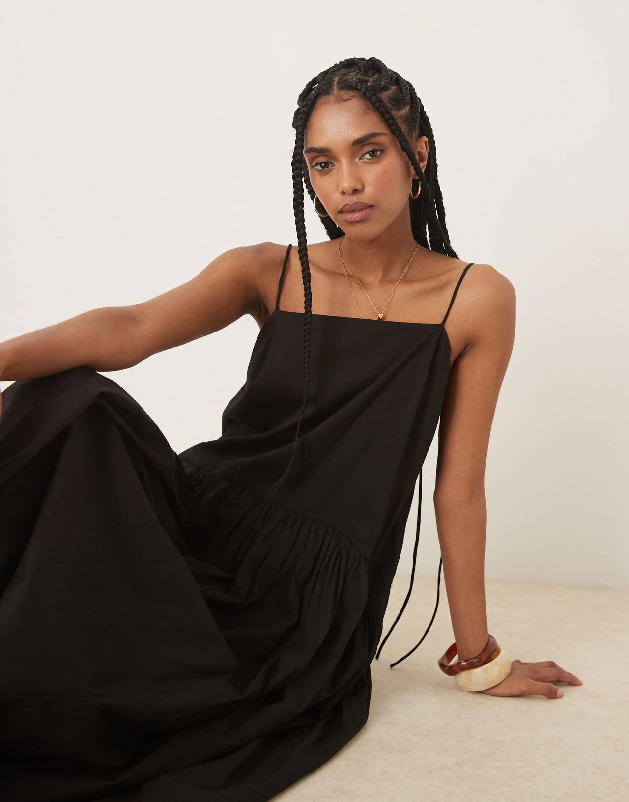 ASOS DESIGN dropped waist maxi sundress in black