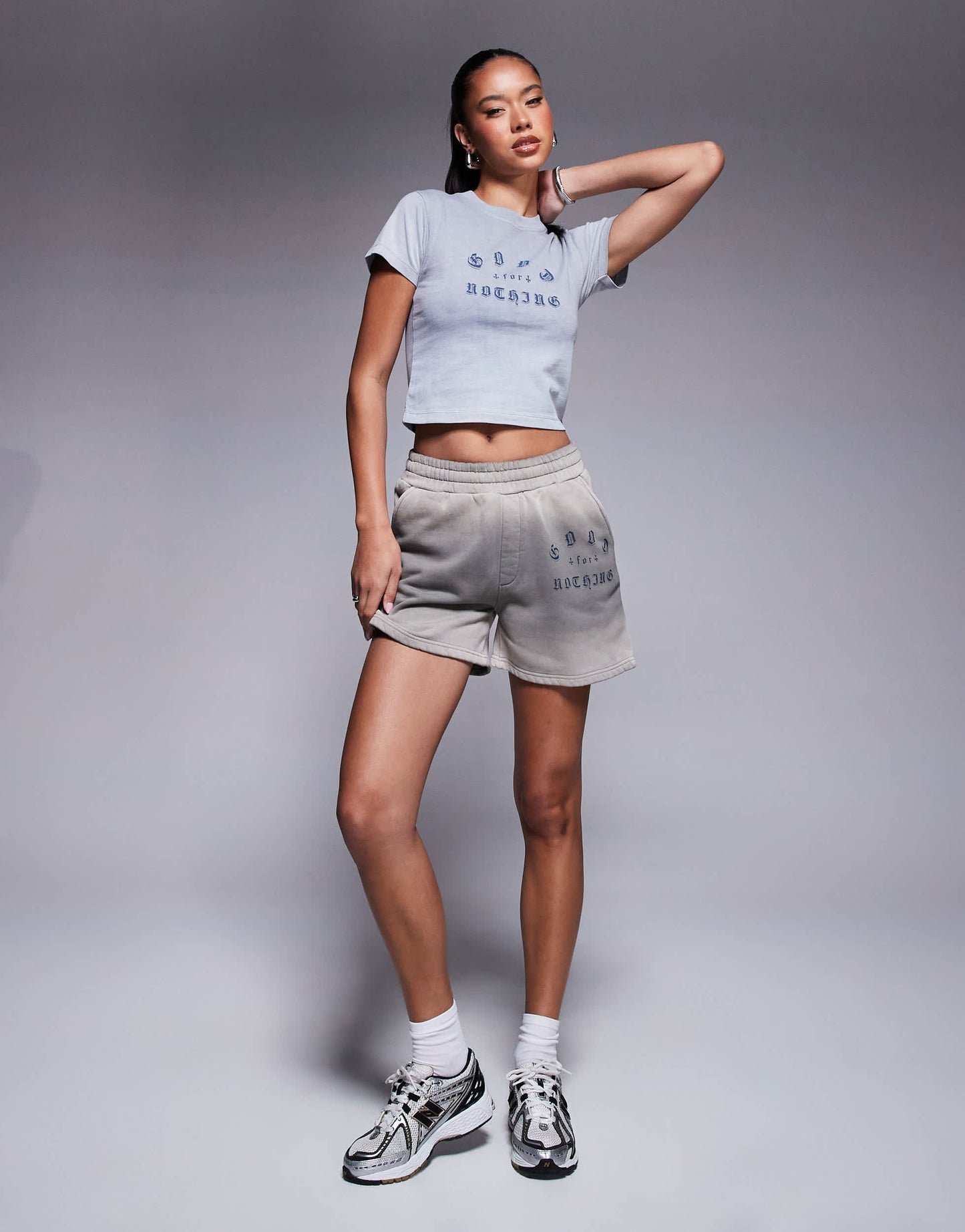 Good For Nothing sweat logo shorts in grey