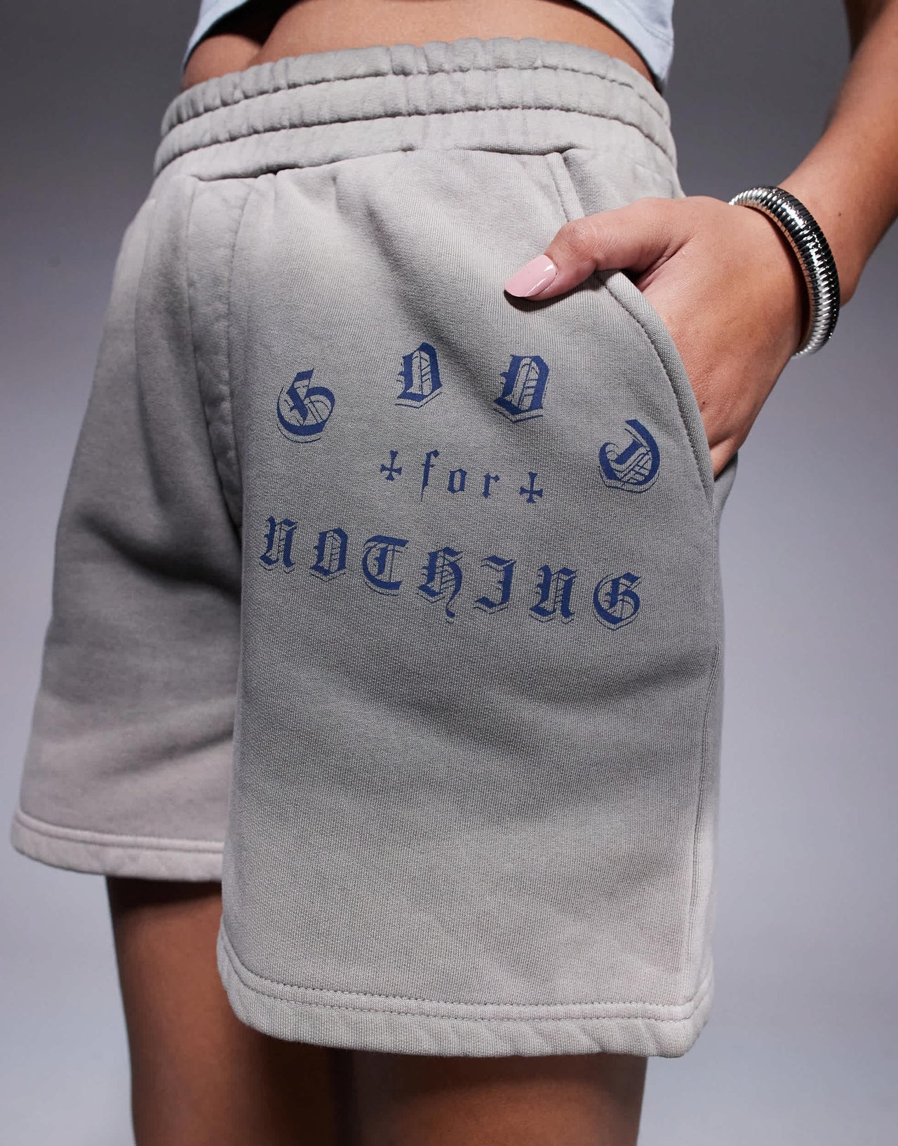 Good For Nothing sweat logo shorts in grey
