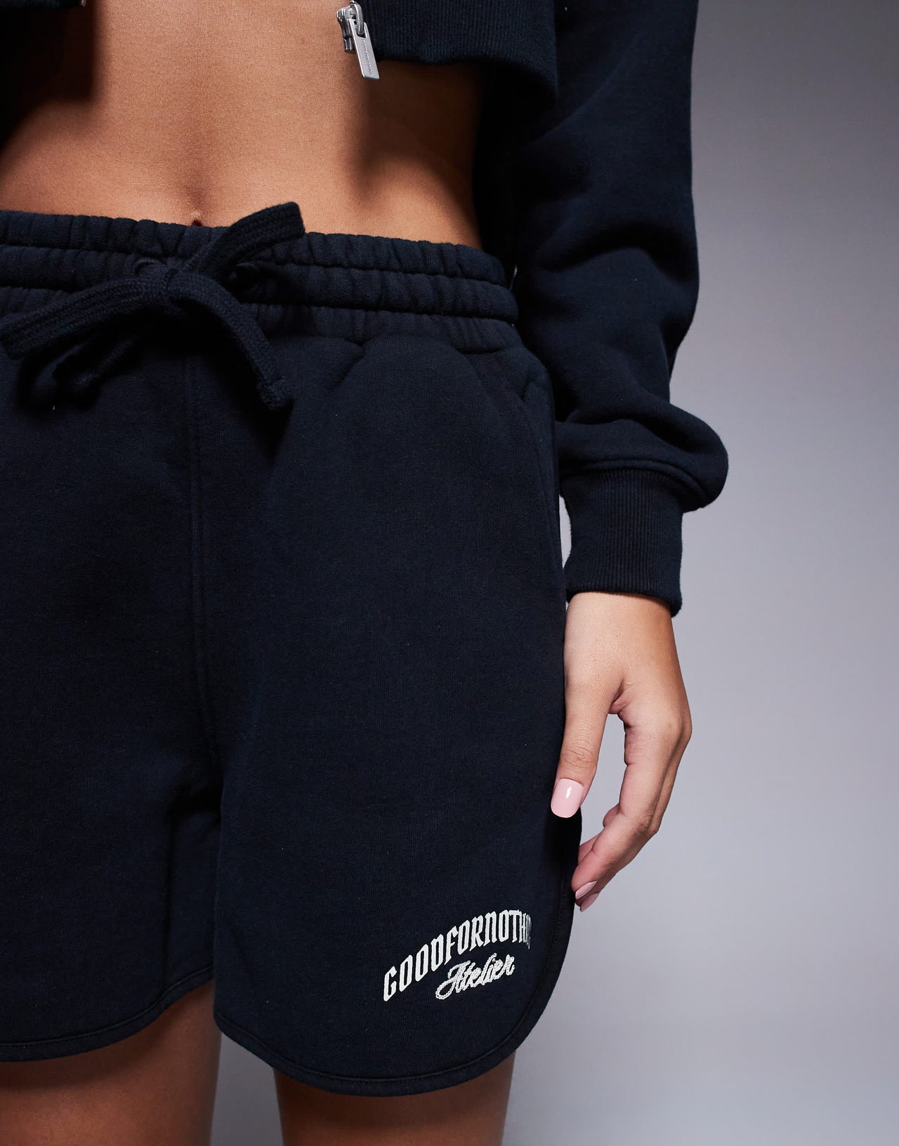 Good For Nothing co-ord sweat logo shorts in black