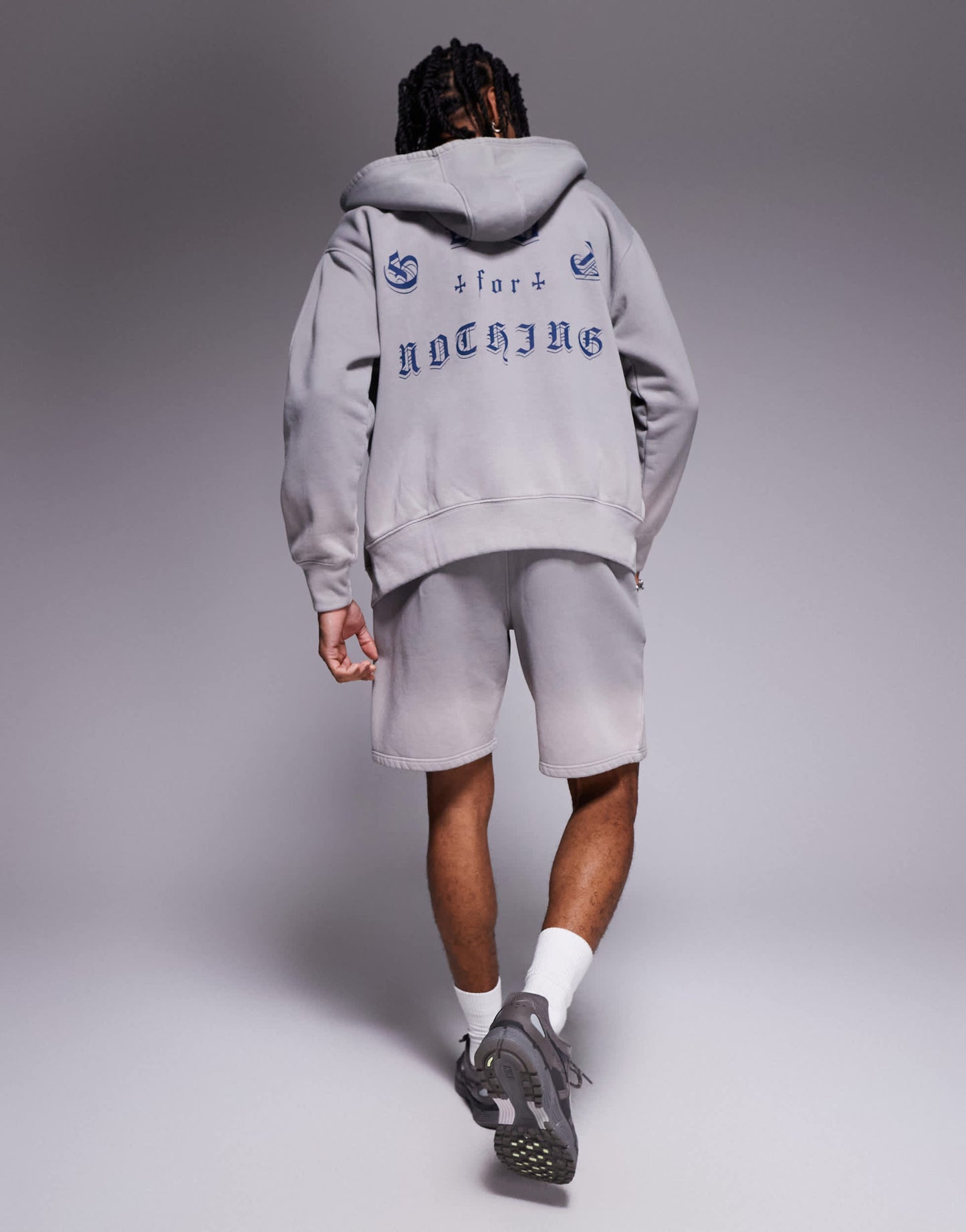 Good For Nothing co-ord zip up hoodie with back print in grey