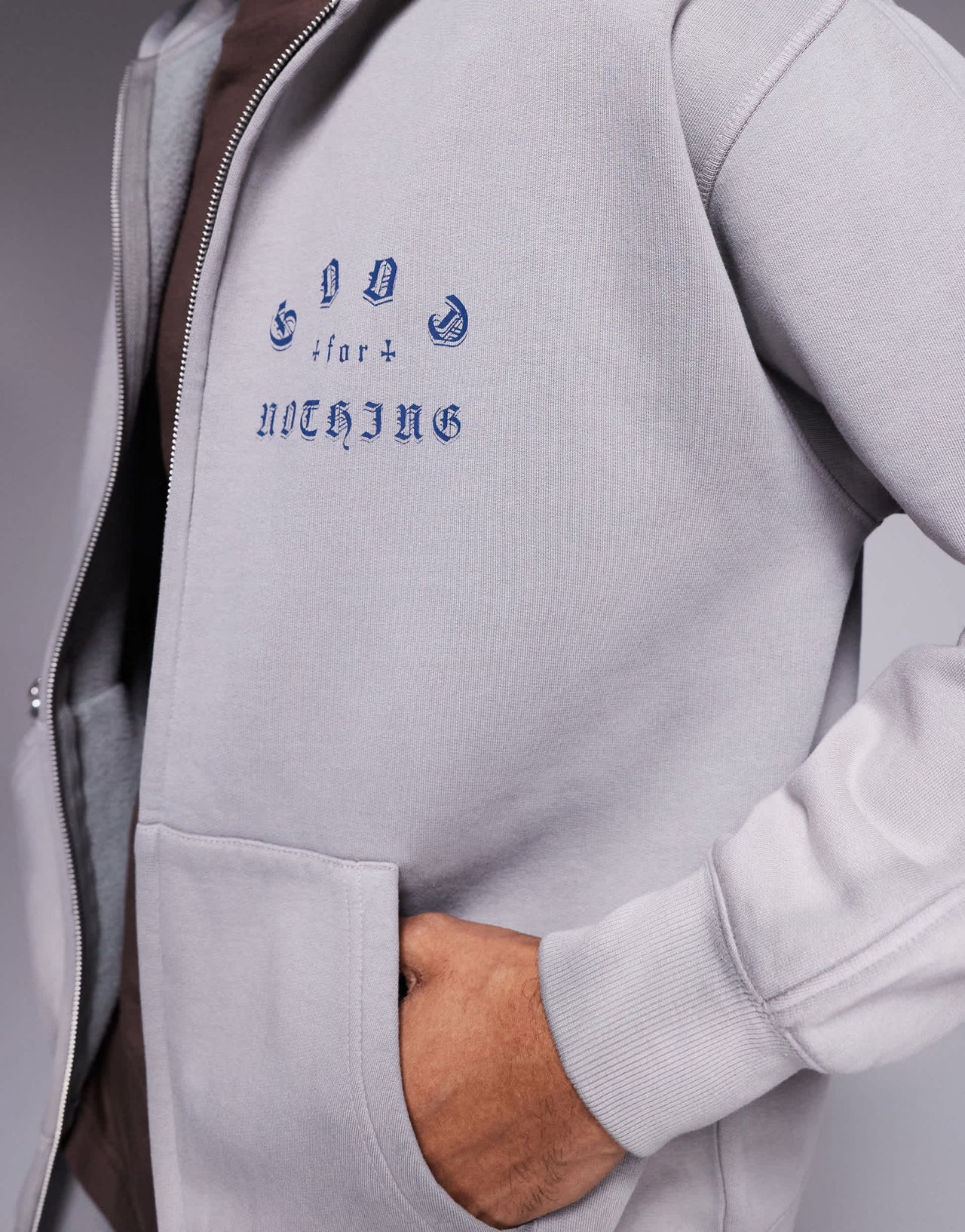 Good For Nothing co-ord zip up hoodie with back print in grey