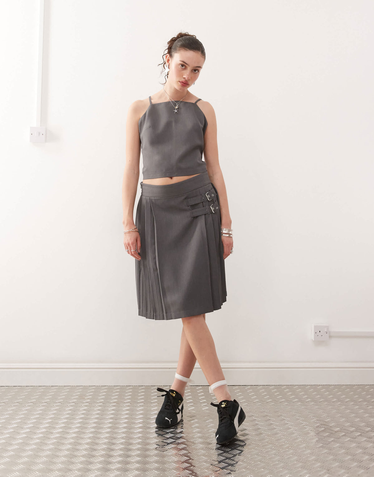 COLLUSION tailored cami co-ord in grey