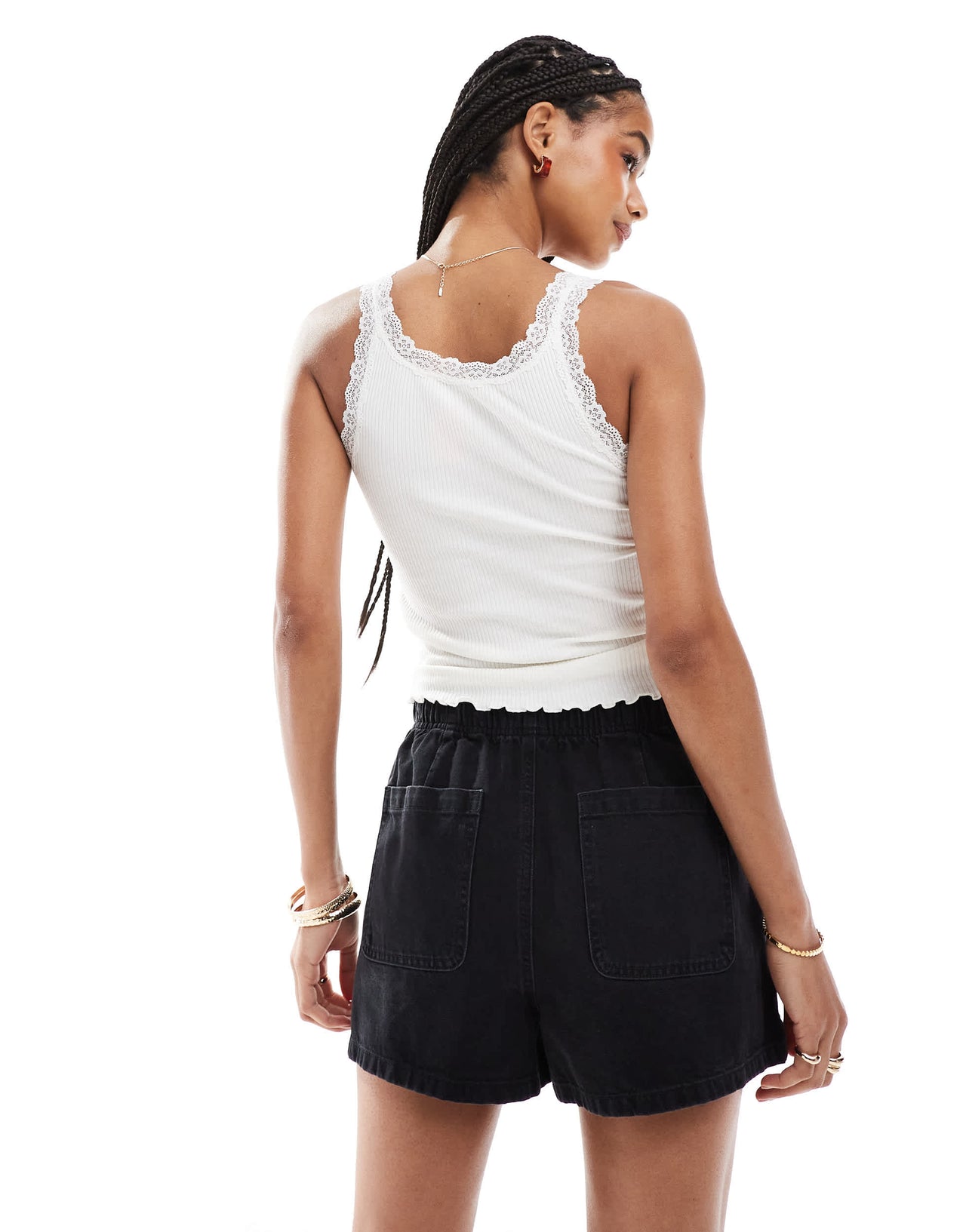 ASOS DESIGN denim pull on short in wash black