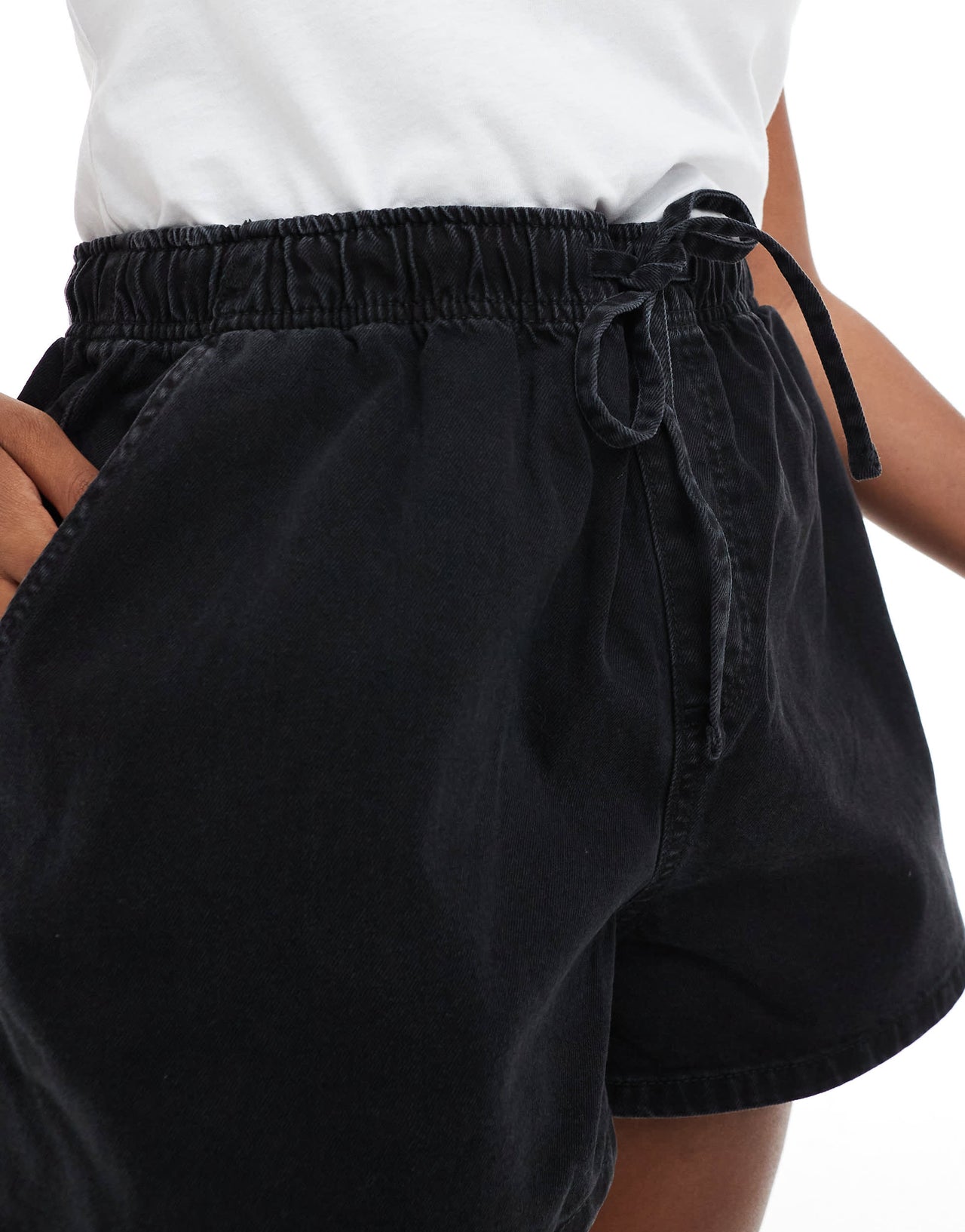 ASOS DESIGN Curve denim pull on short in wash black