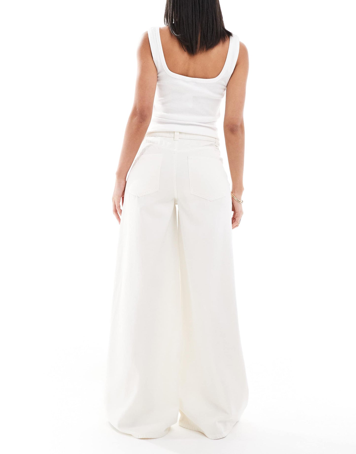ASOS DESIGN high waist wide leg jeans in ecru
