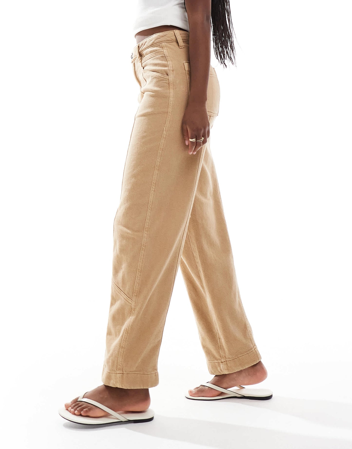ASOS DESIGN laundered seamed barrel trousers in sand