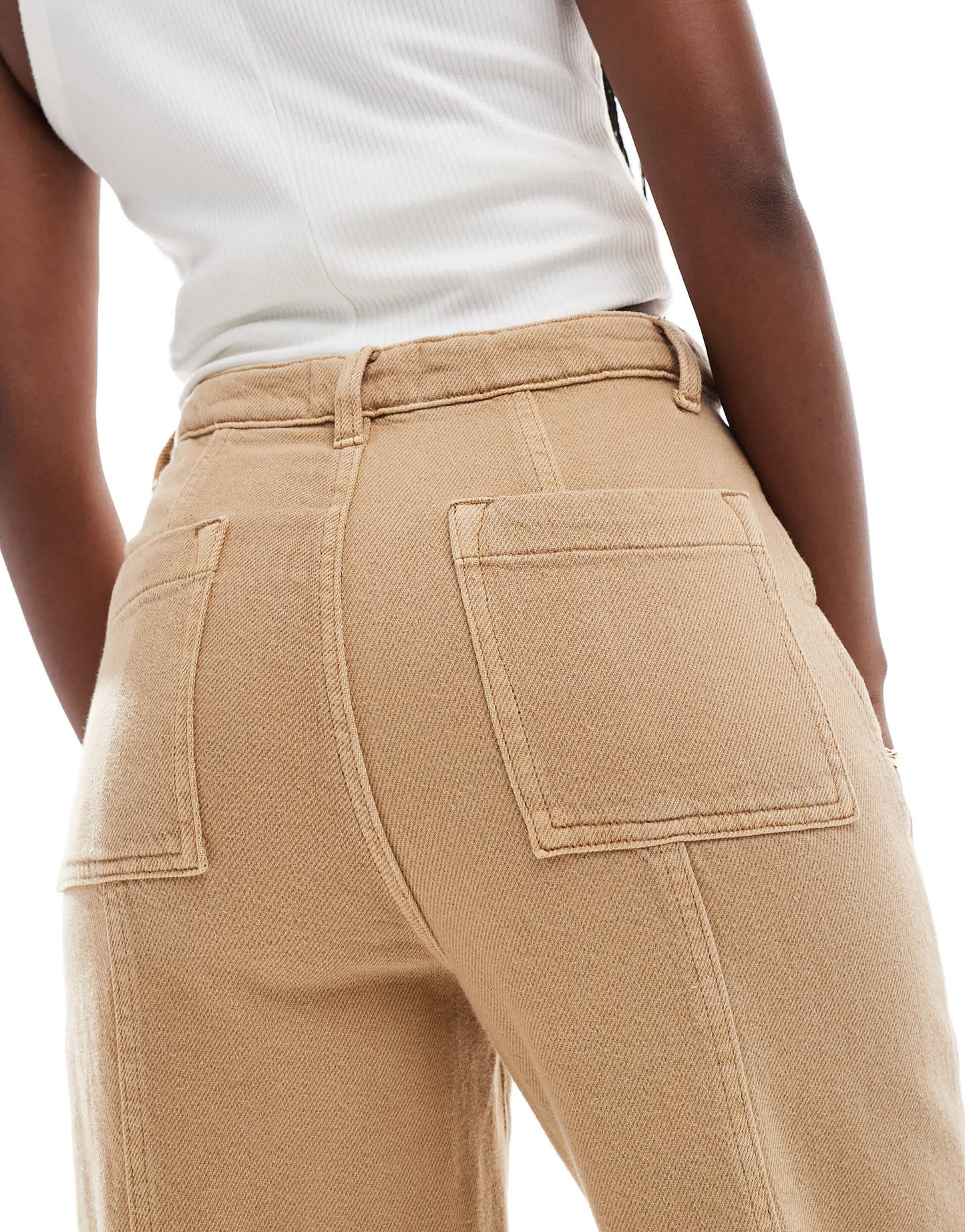 ASOS DESIGN laundered seamed barrel trousers in sand