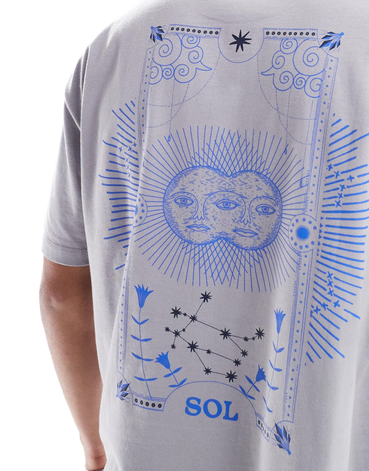 ASOS DESIGN oversized t-shirt with celestial graphic in grey