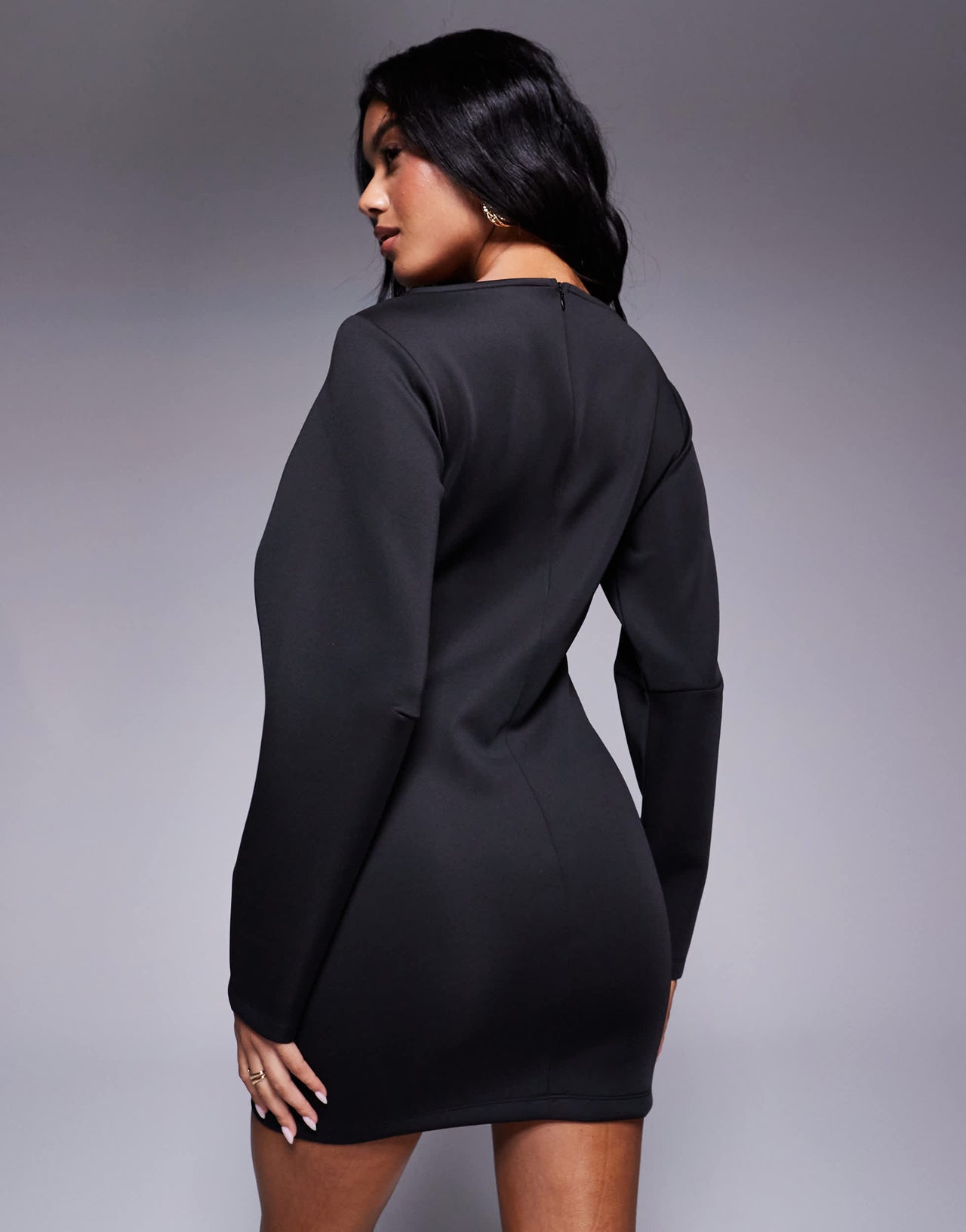 ASOS DESIGN cocoon sleeve mini dress in black in scuba-style fabric