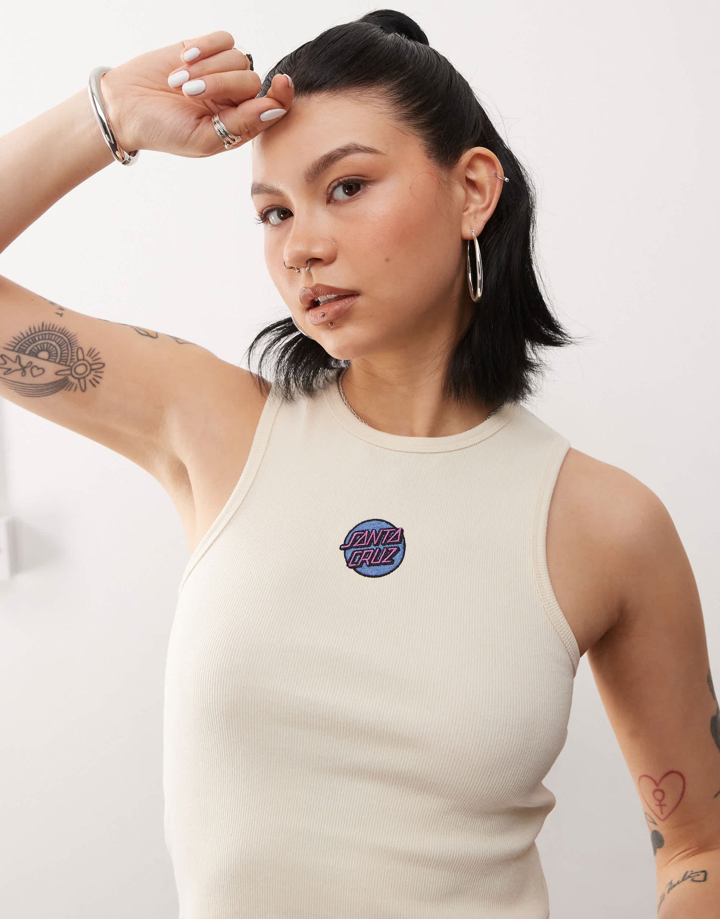Santa Cruz central small logo tank top in cream