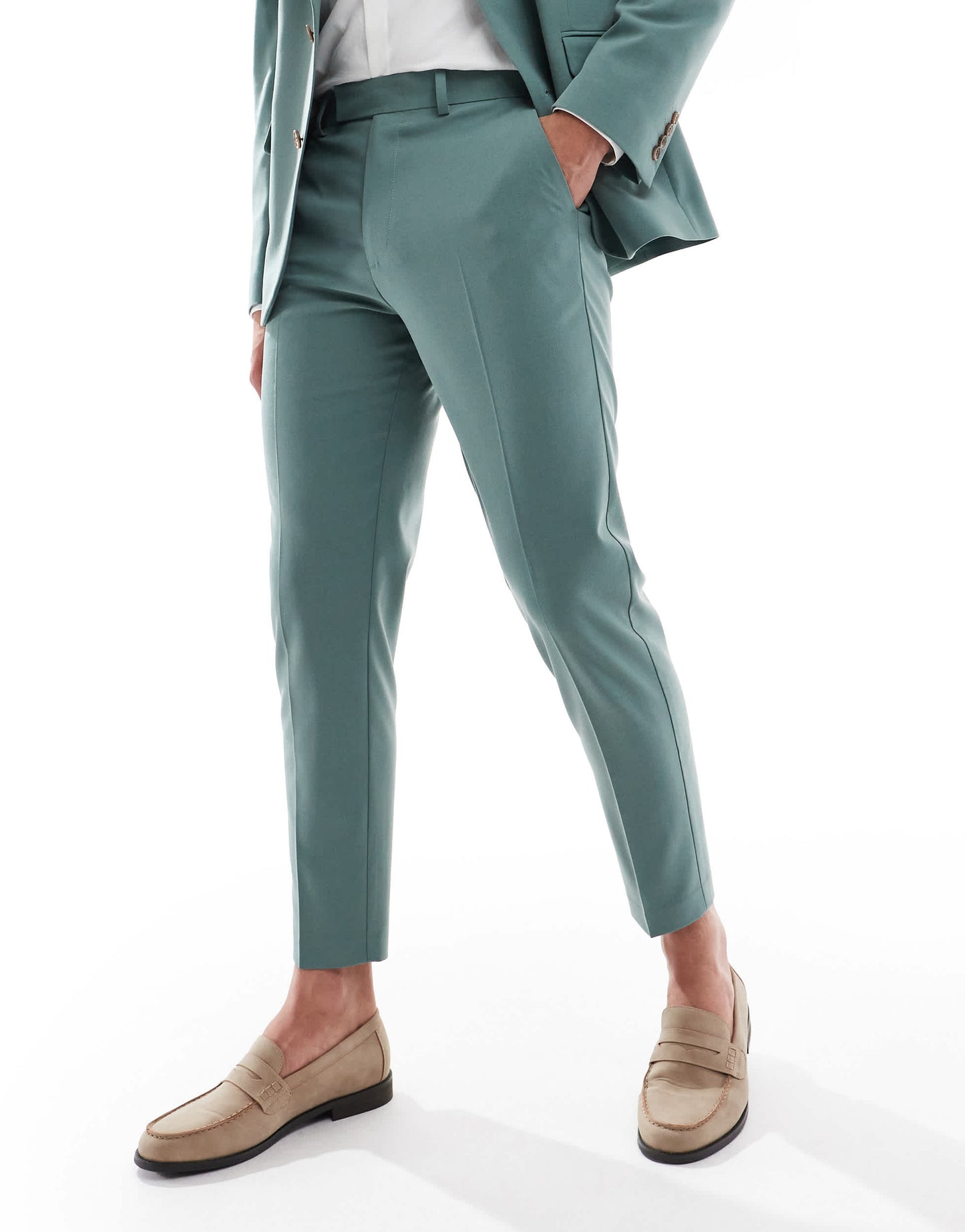 ASOS DESIGN tapered suit trousers in green
