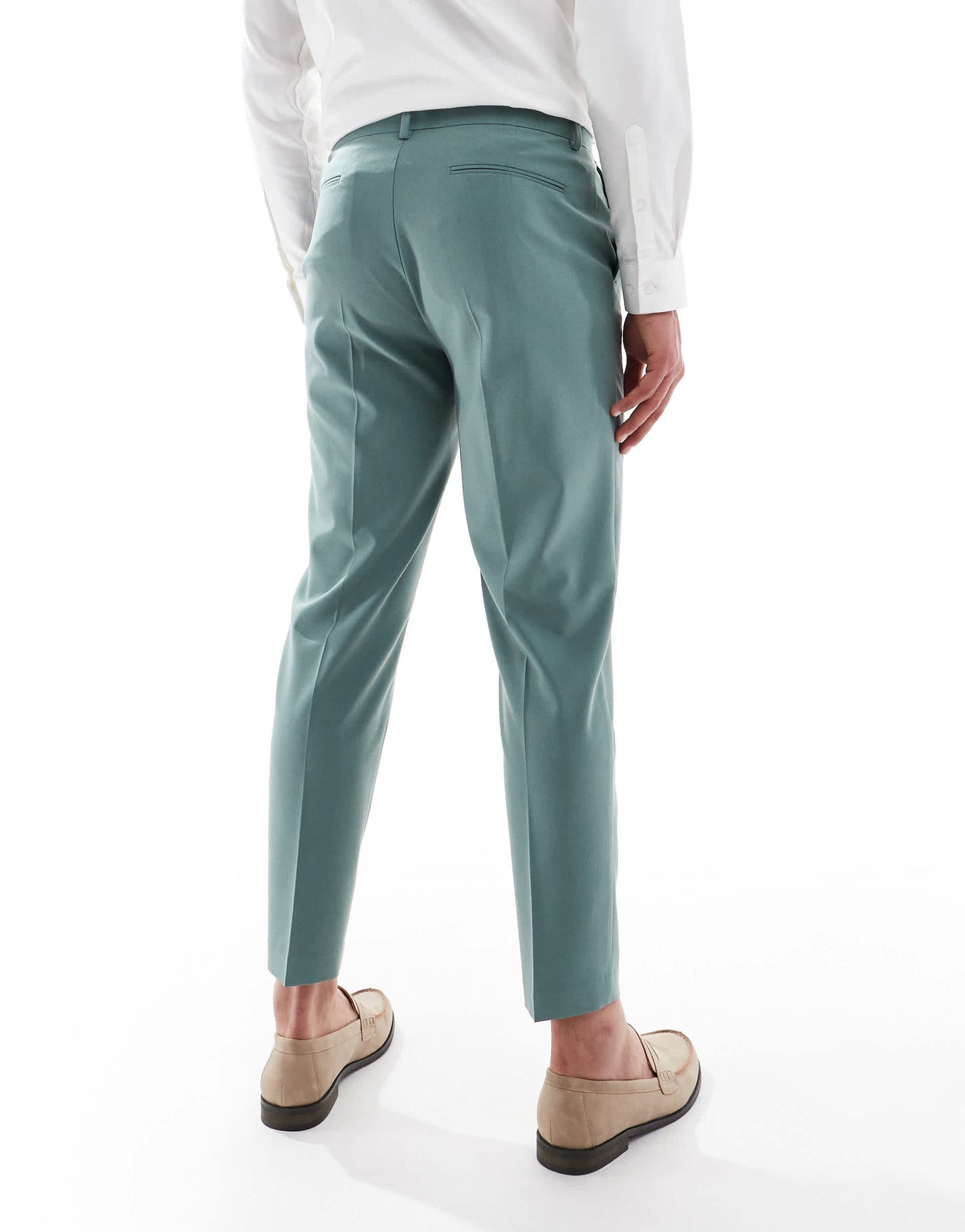 ASOS DESIGN tapered suit trousers in green