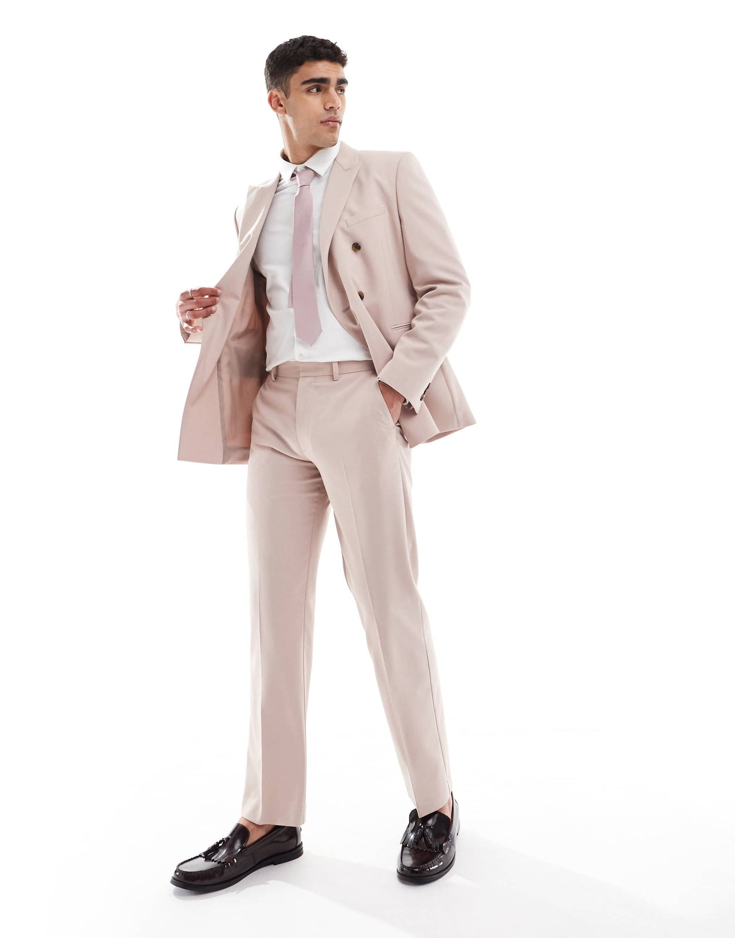 ASOS DESIGN straight suit trousers in light pink