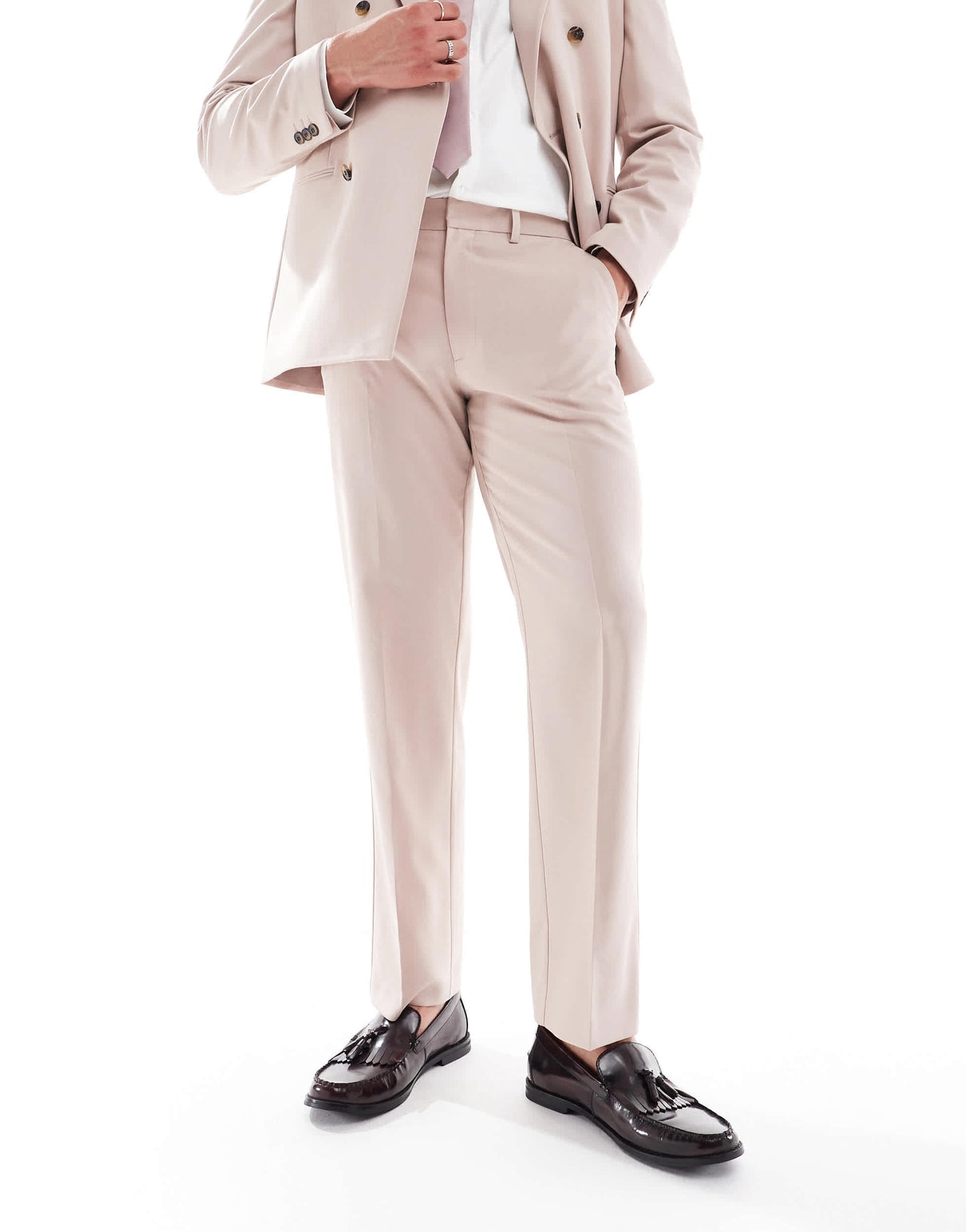 ASOS DESIGN straight suit trousers in light pink
