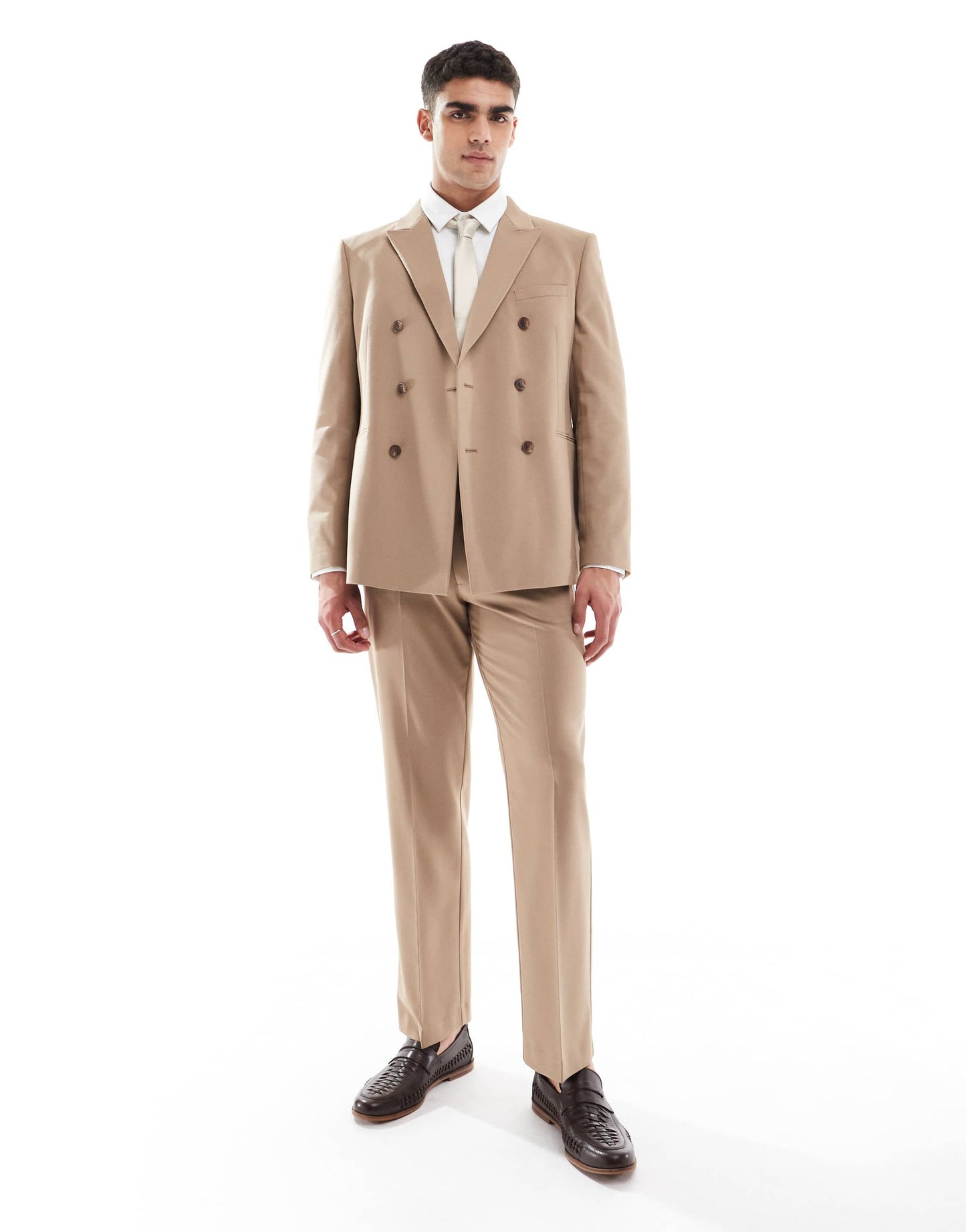 ASOS DESIGN double breasted regular suit jacket in brown
