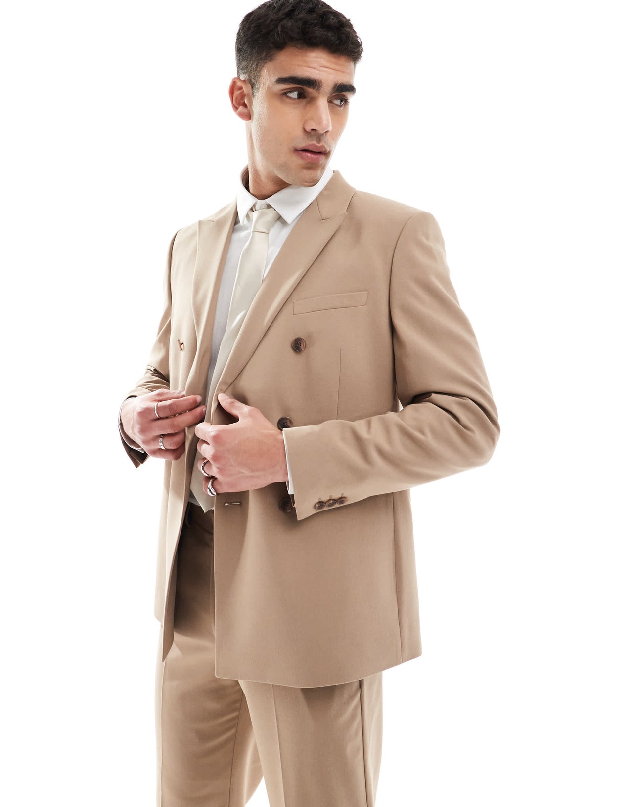 ASOS DESIGN double breasted regular suit jacket in brown