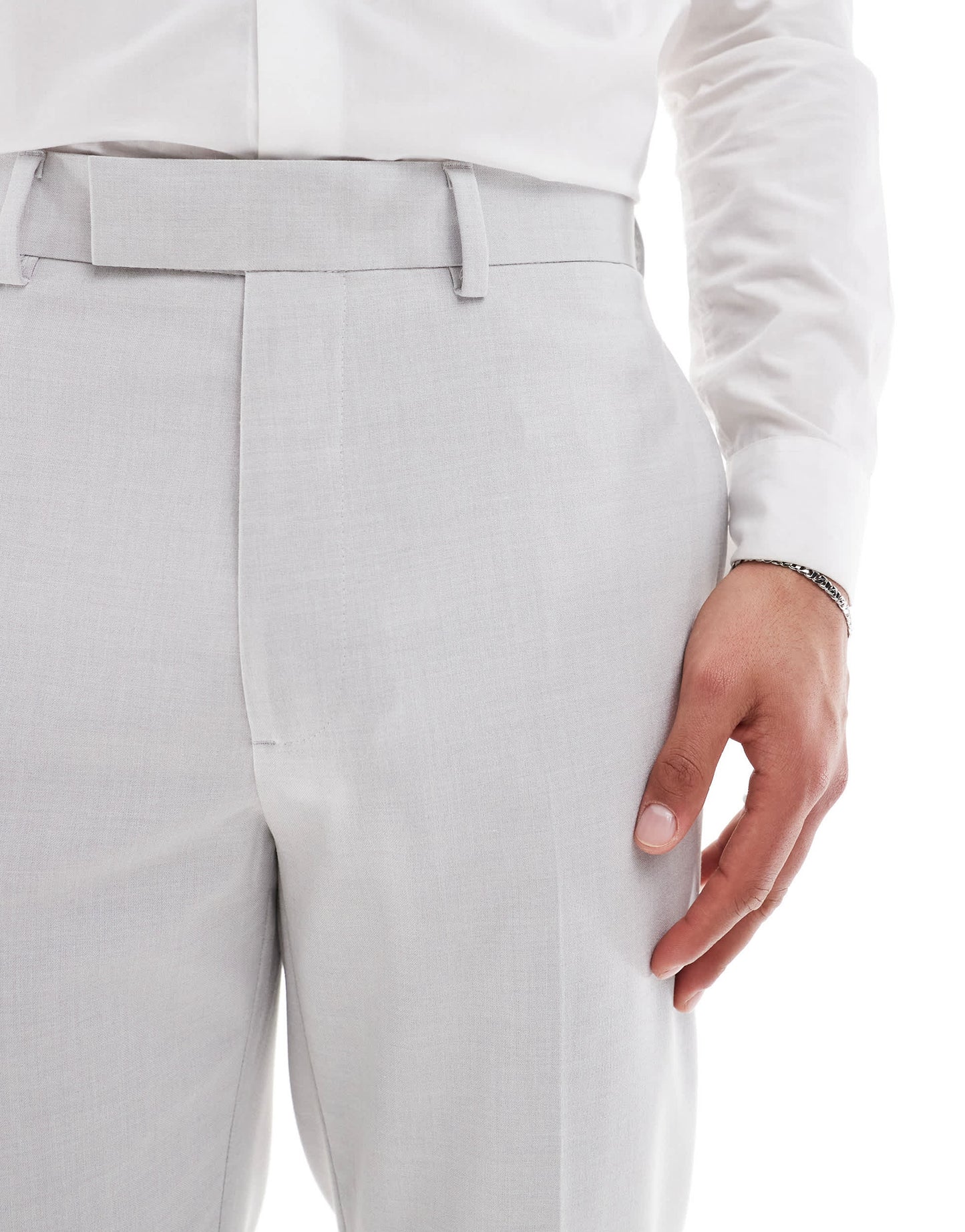 ASOS DESIGN tapered suit trousers in ice grey