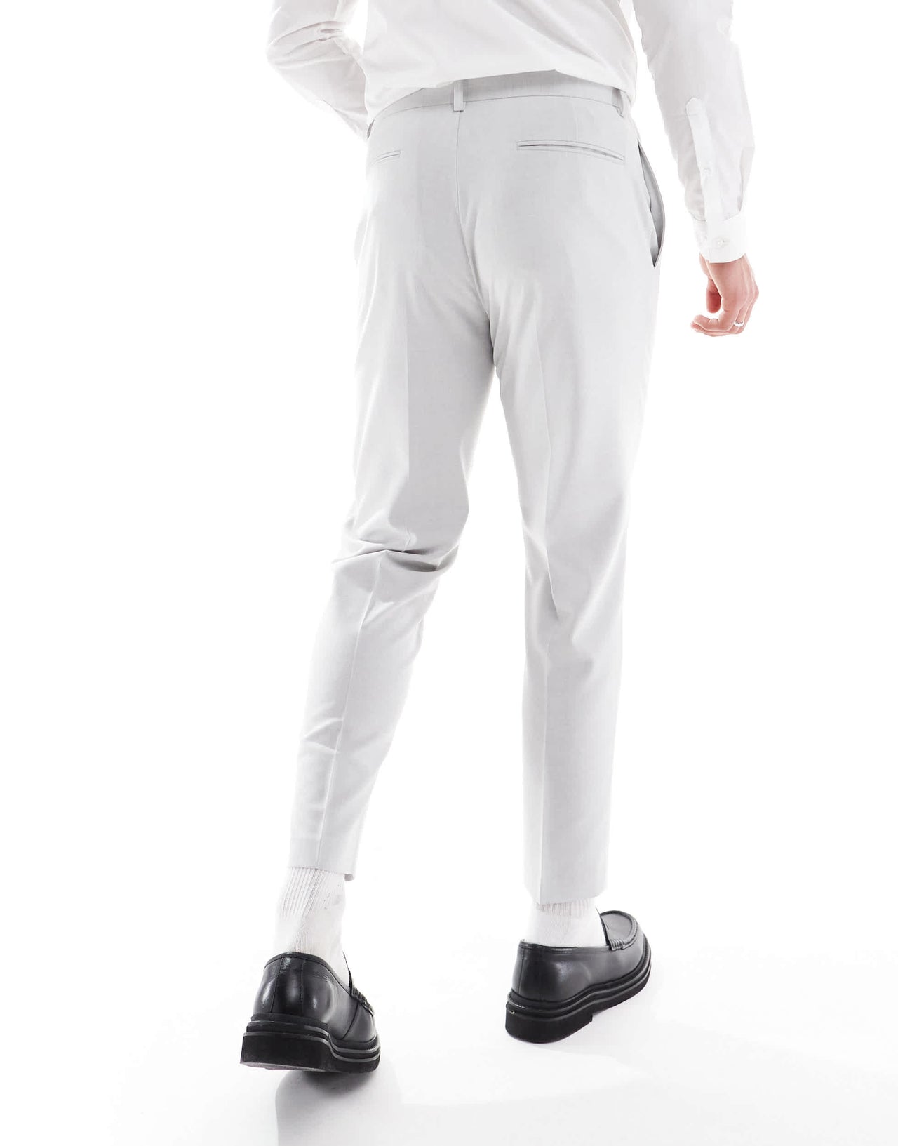 ASOS DESIGN tapered suit trousers in ice grey