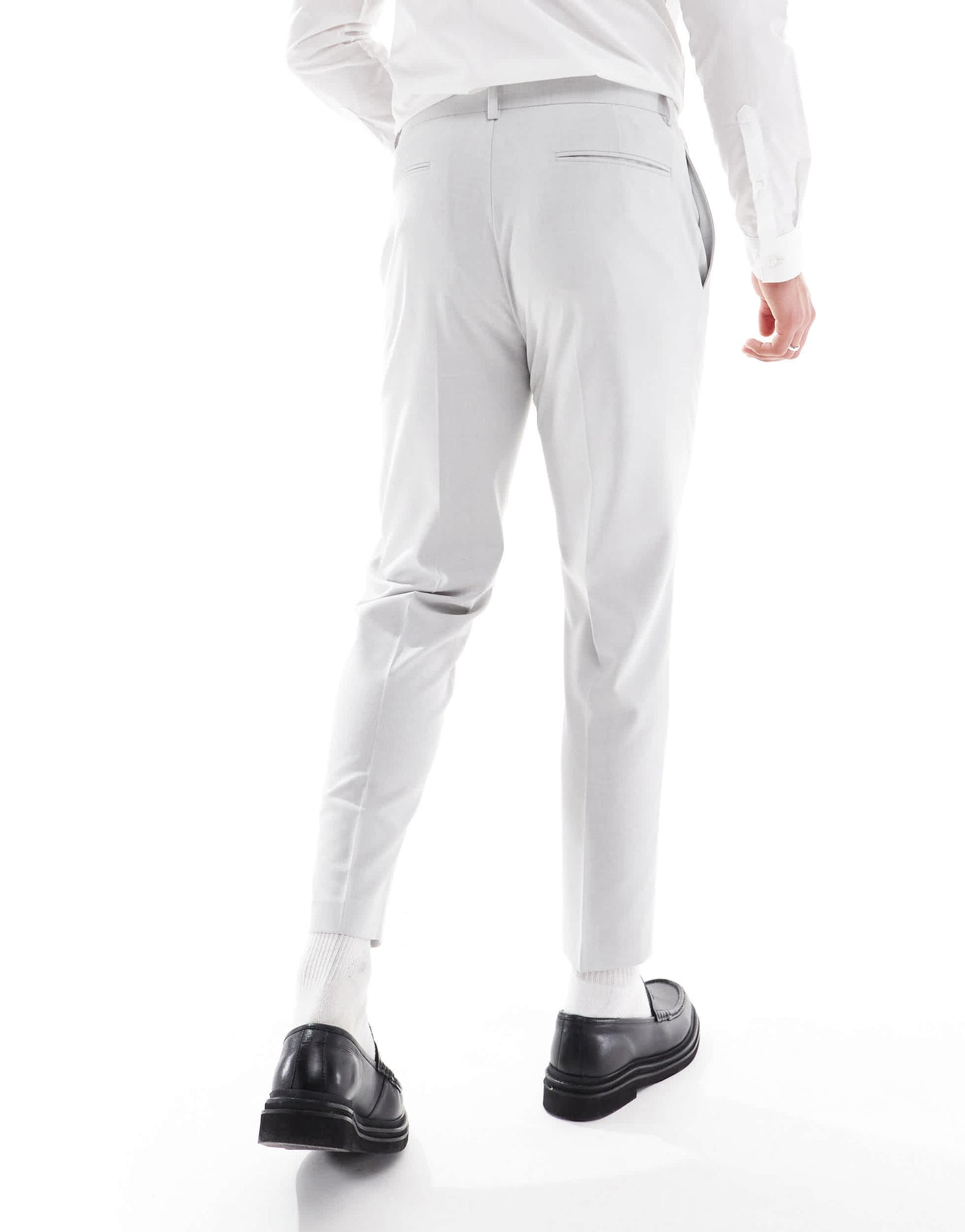 ASOS DESIGN tapered suit trousers in ice grey