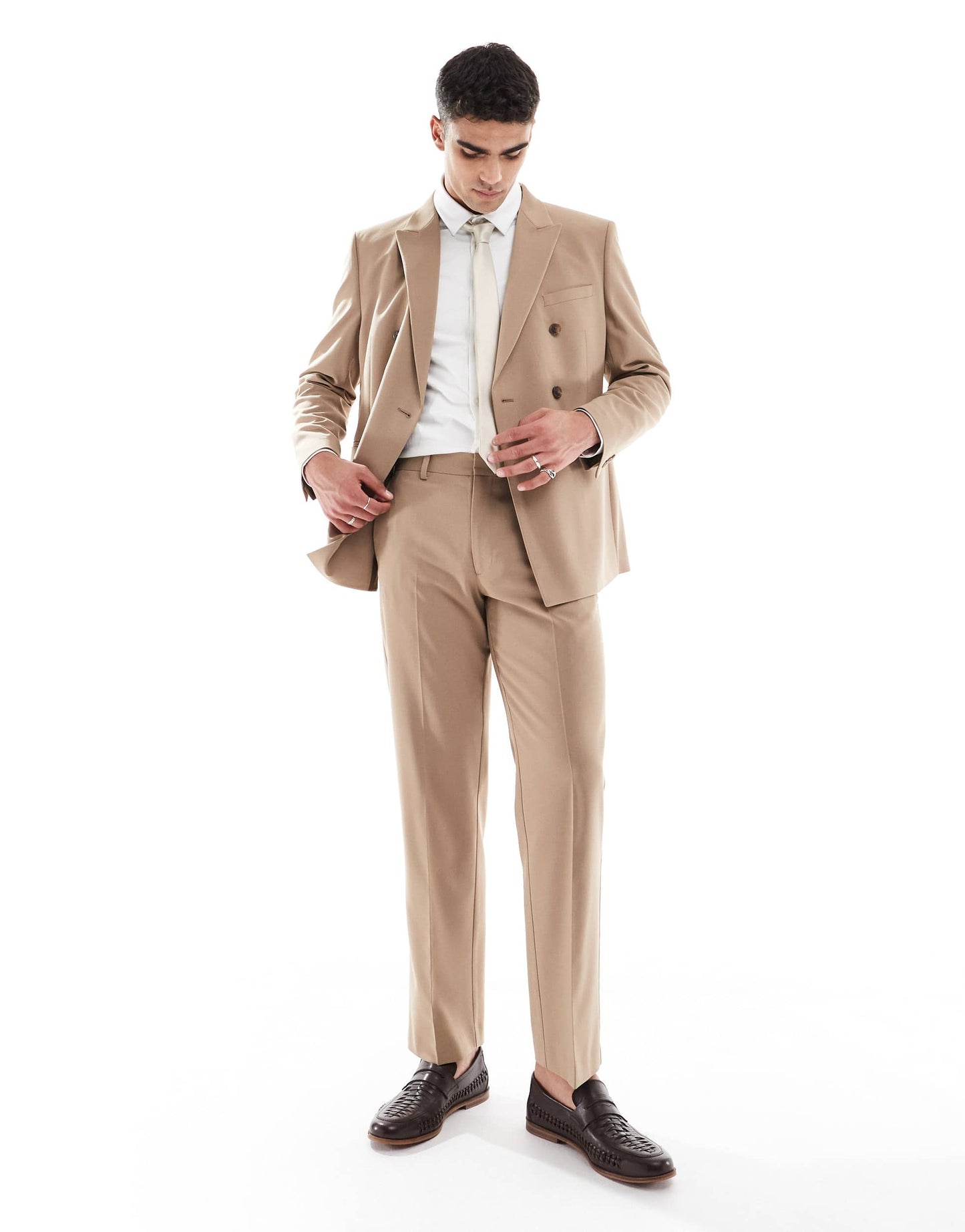 ASOS DESIGN straight suit trousers in brown