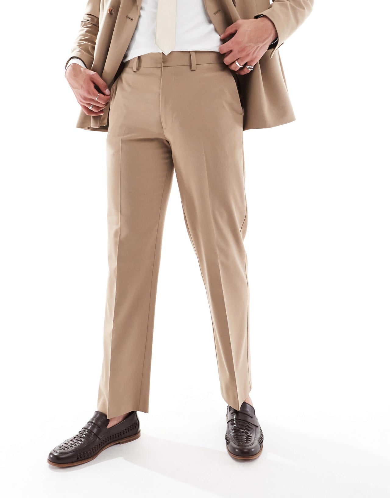ASOS DESIGN straight suit trousers in brown