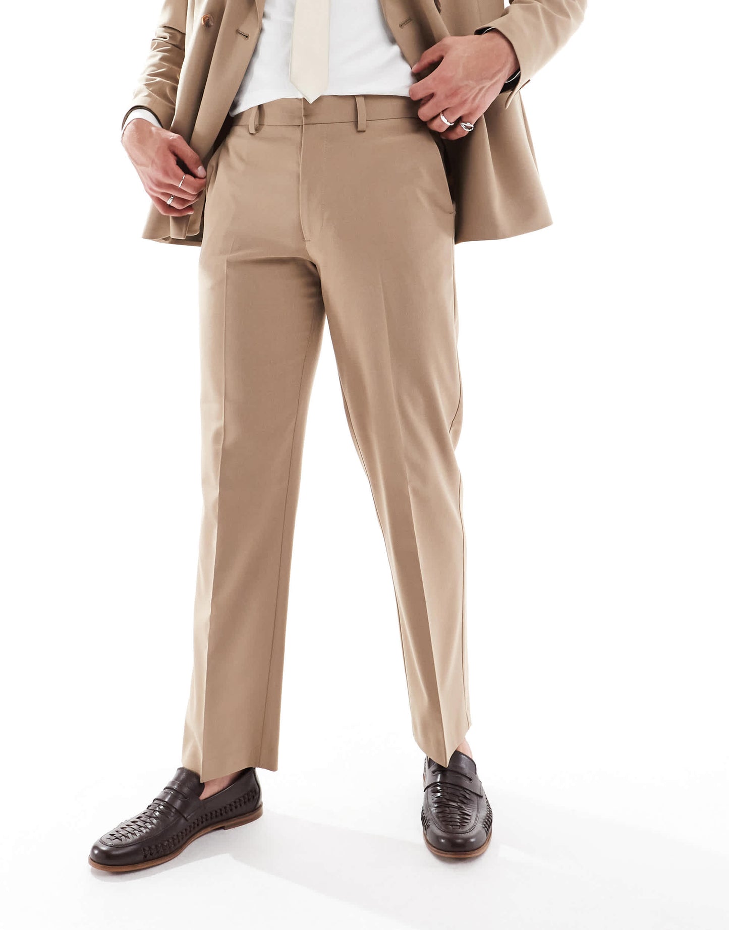 ASOS DESIGN straight suit trousers in brown