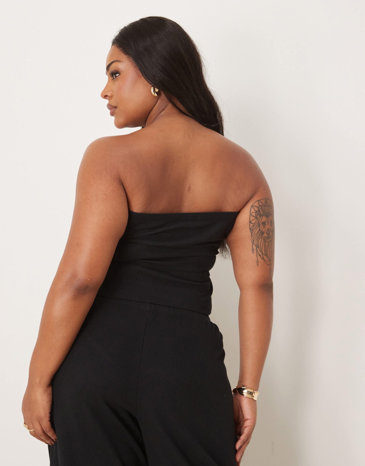 ASOS DESIGN curve long line waffle bandeau in black