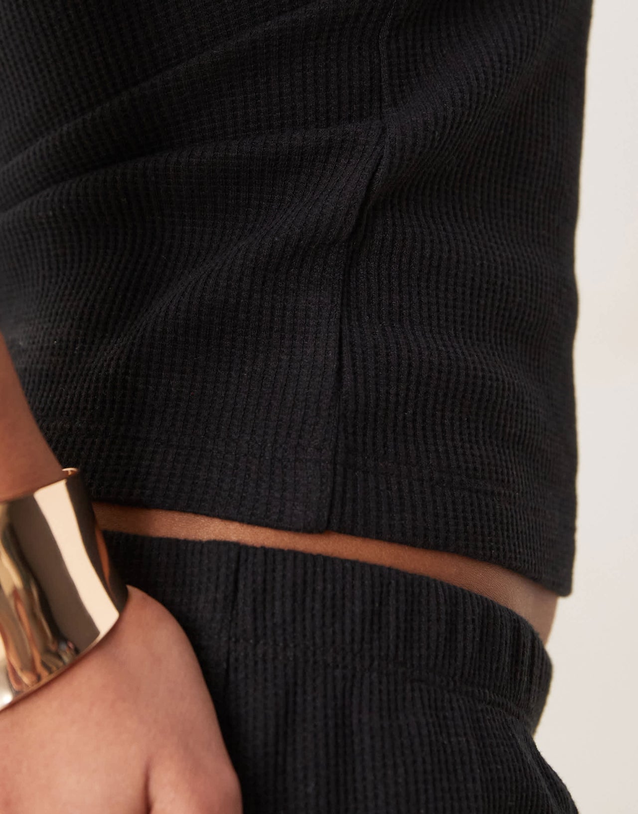 ASOS DESIGN long line waffle bandeau in black