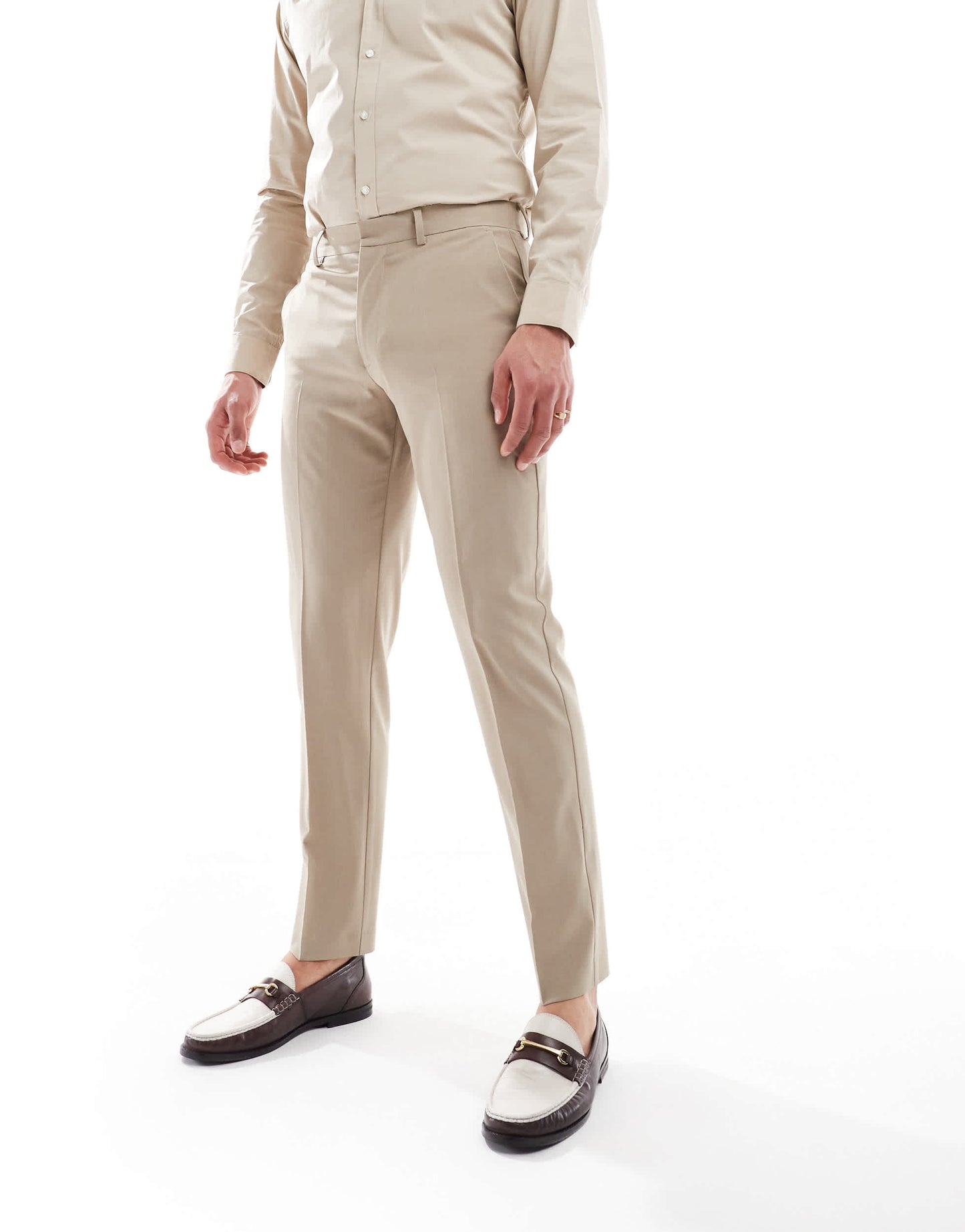 ASOS DESIGN washable slim suit trousers with lightweight worsted wool in neutral