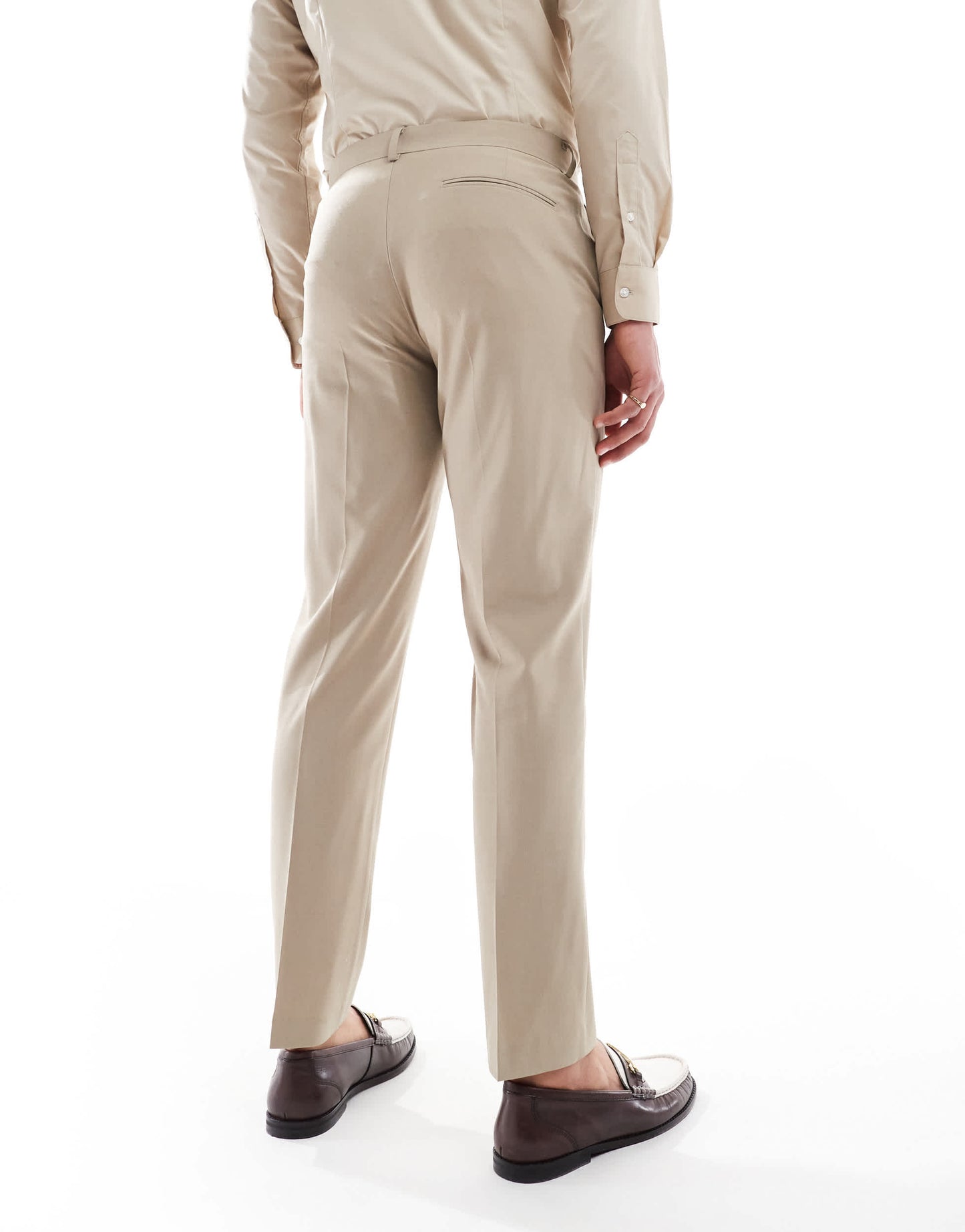 ASOS DESIGN washable slim suit trousers with lightweight worsted wool in neutral