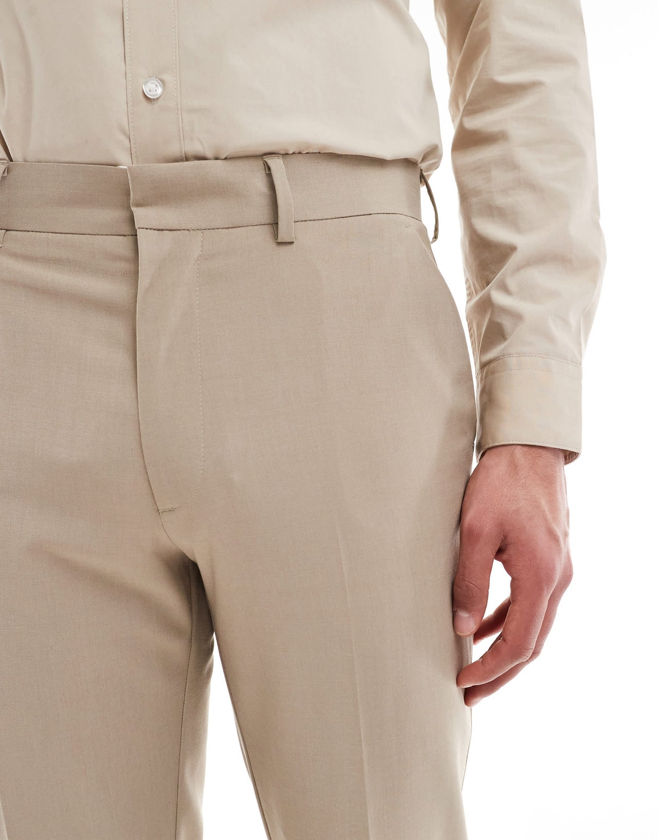 ASOS DESIGN washable slim suit trousers with lightweight worsted wool in neutral